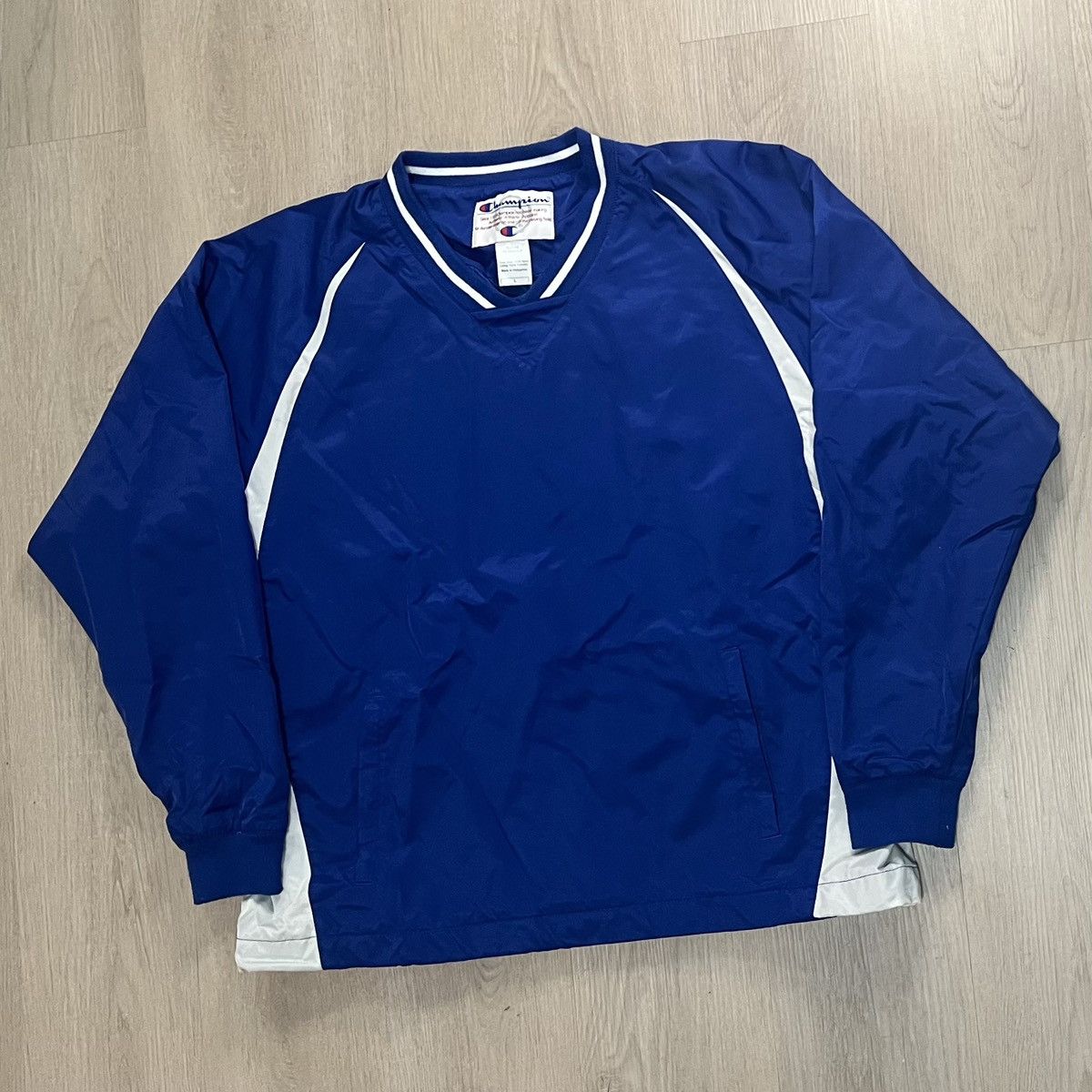 Champion WORN Champion Pullover Windbreaker Sweater Blue / White Size US L / EU 52-54 / 3 - 1 Thumbnail