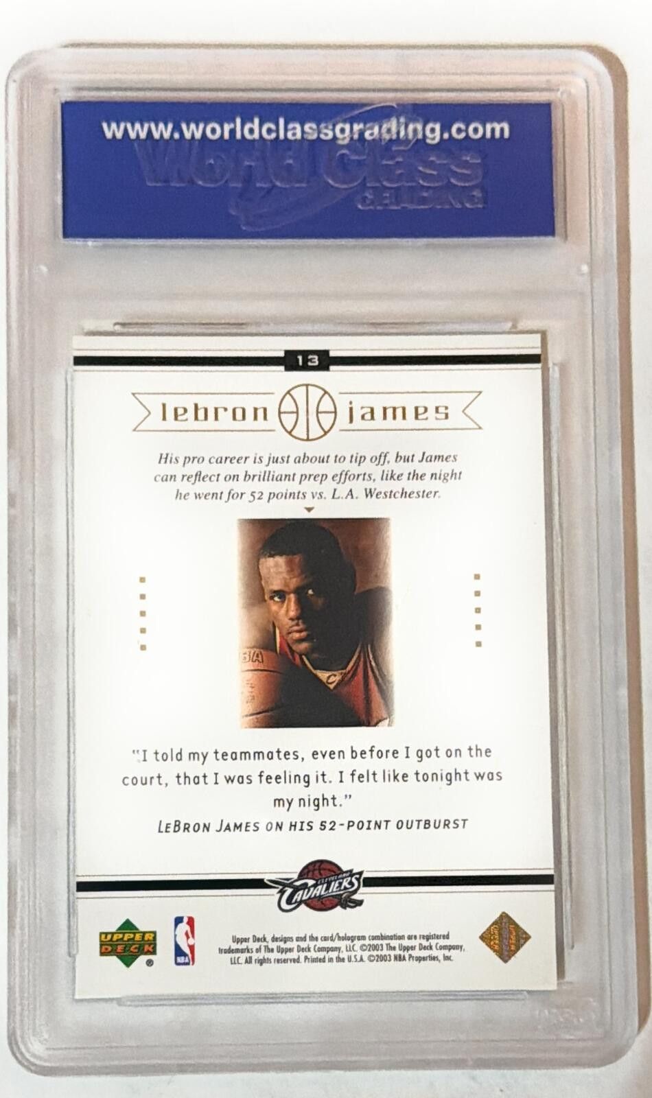 Other 2003 Upper Deck #13 LeBron James Rookie - In The Zone Graded Size ONE SIZE - 2 Thumbnail
