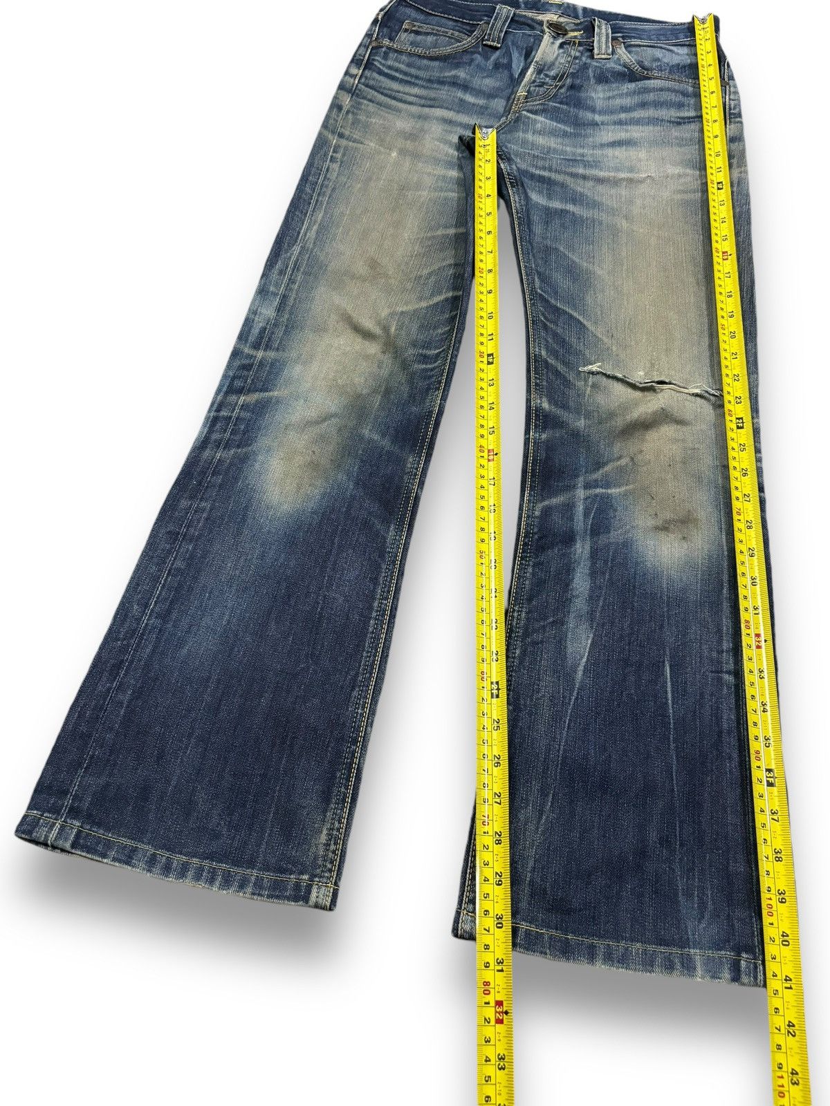 Lee Vintage 90s Lee Riders Mud Wash Flare Distressed Jeans Size US 30 / EU 46 - 15 Thumbnail