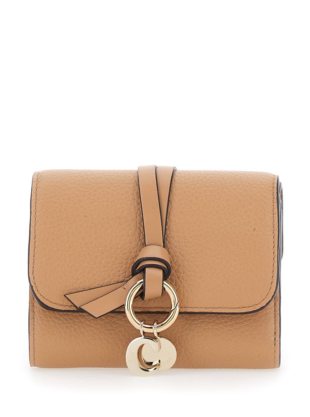 Chloe Small Tri-Fold Wallet with Charm on the Front and Magnetic Closure in Beige Leather for Women Size M / US 6-8 / IT 42-44 - 1 Thumbnail