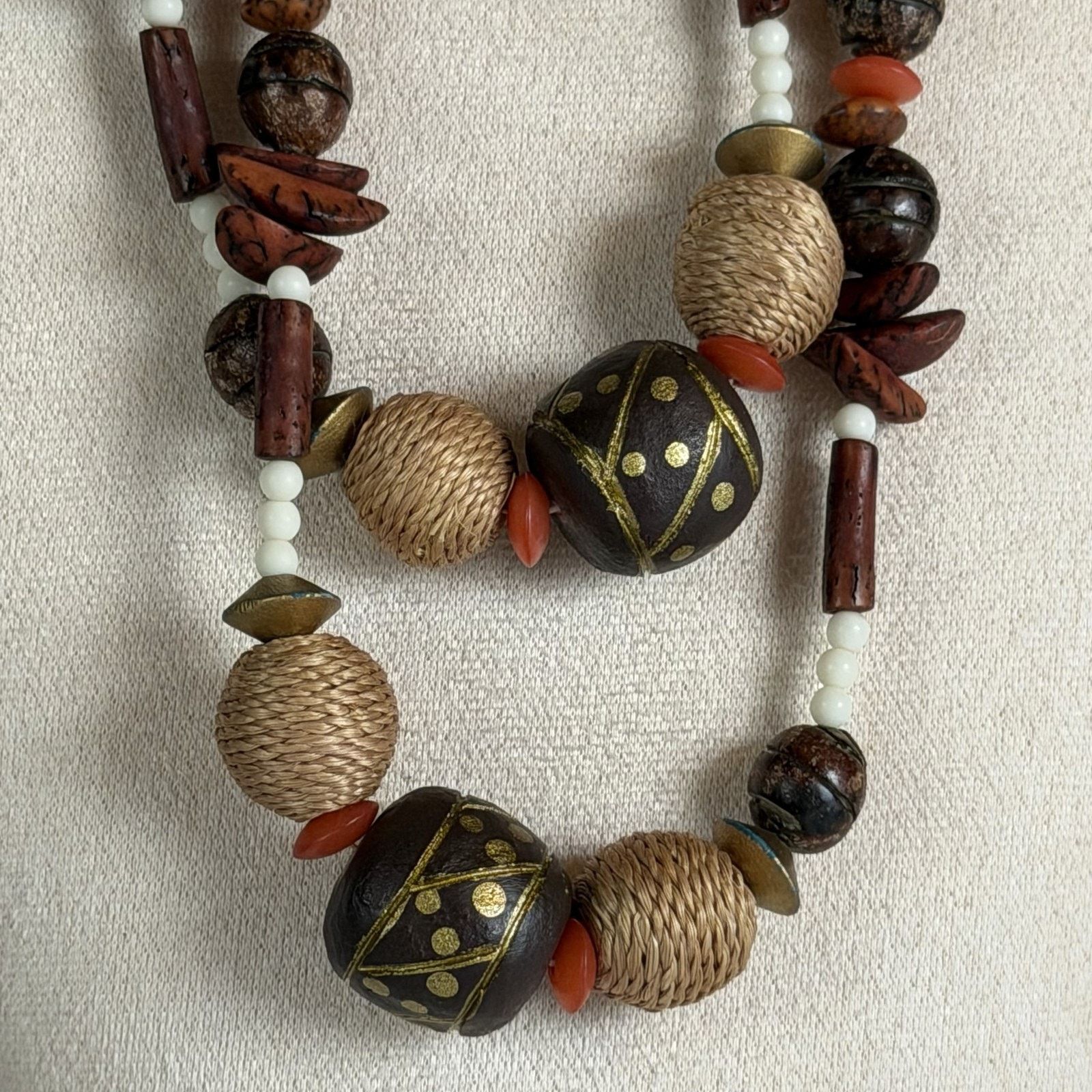 Other VTG 1980s Boho Earth-Tones Multi-Shape Beaded 34" Necklace Size ONE SIZE - 3 Thumbnail