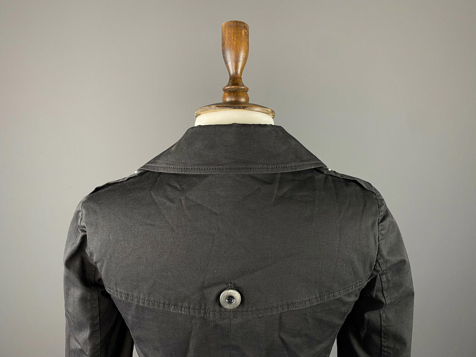 Pink Floyd Pinko Black Cotton Double Breasted Coat Size US 4 GB 8 IT 40 Size S / US 4 / IT 40 - 8 Thumbnail