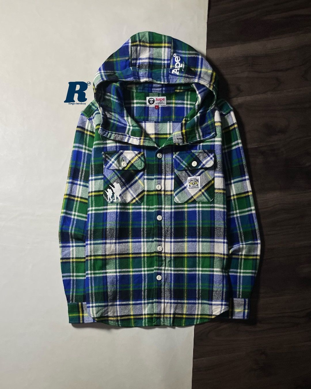 Aape HEAVY FLANNEL SHIRT HOODIE AAPE by A BATHING APE SIZE L Size US L / EU 52-54 / 3 - 1 Thumbnail