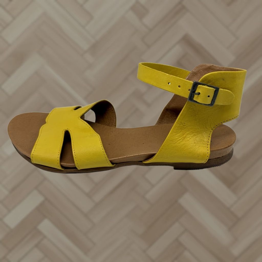 Vintage Miz Mooz Annalise Sandal Ankle Strap Womens 7.5 Yellow Leather Casual EU 38 Size US 8 / IT 38 - 1 Thumbnail