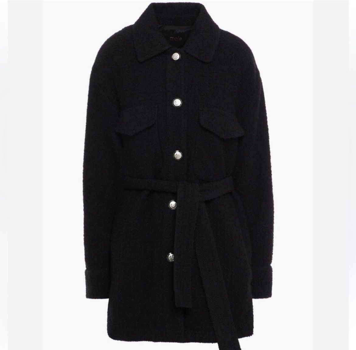 Maje Maje Gavinola Belted Boucle Coat Shacket Size XS / US 0-2 / IT 36-38 - 2 Thumbnail