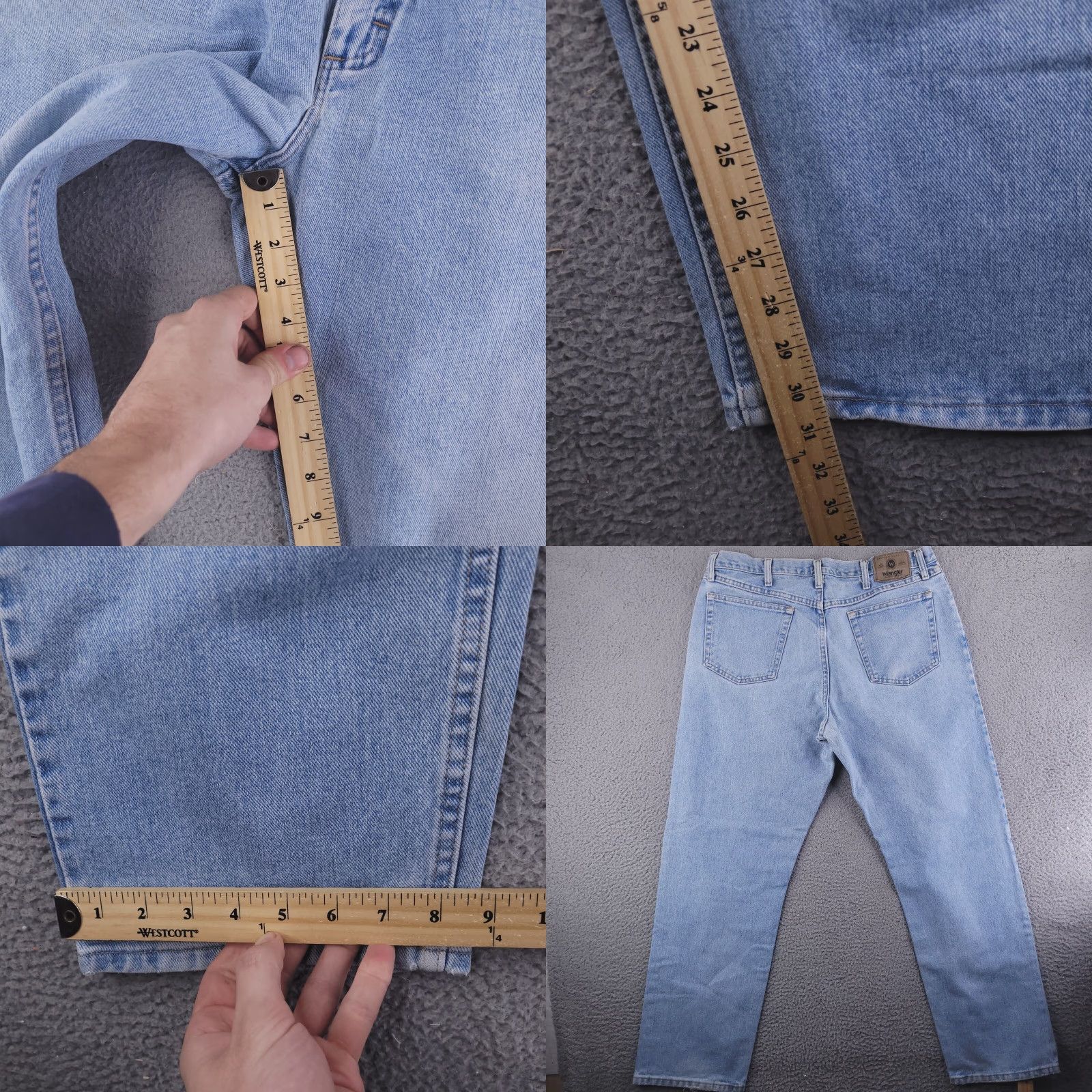 Wrangler VINTAGE Wrangler Jeans Mens 36x30 Blue Light Wash Lived in Distressed Mens Jeans Distressed 36 Blue Straight 36x30 Men Size US 36 / EU 52 - 8 Thumbnail