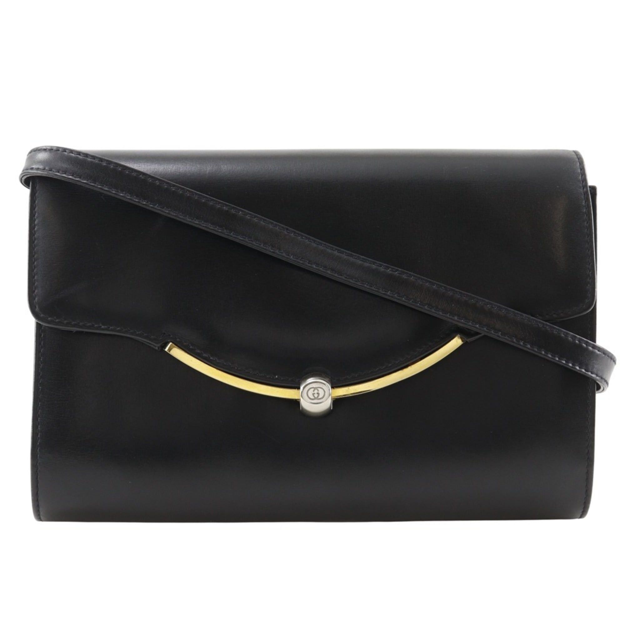 Gucci Gucci Old Shoulder Bag 2-Way Clutch Calfskin Black Flap Women's Size ONE SIZE - 1 Thumbnail