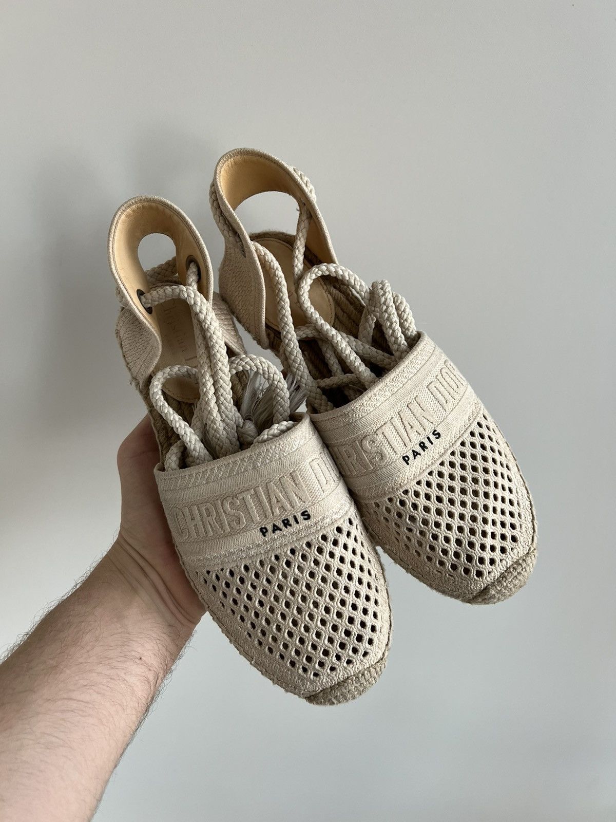 Christian Dior Monsieur × Dior Christian Dior Canvas Embroidered Beige Espadrilles Sandals Size US 10 / IT 40 - 3 Thumbnail