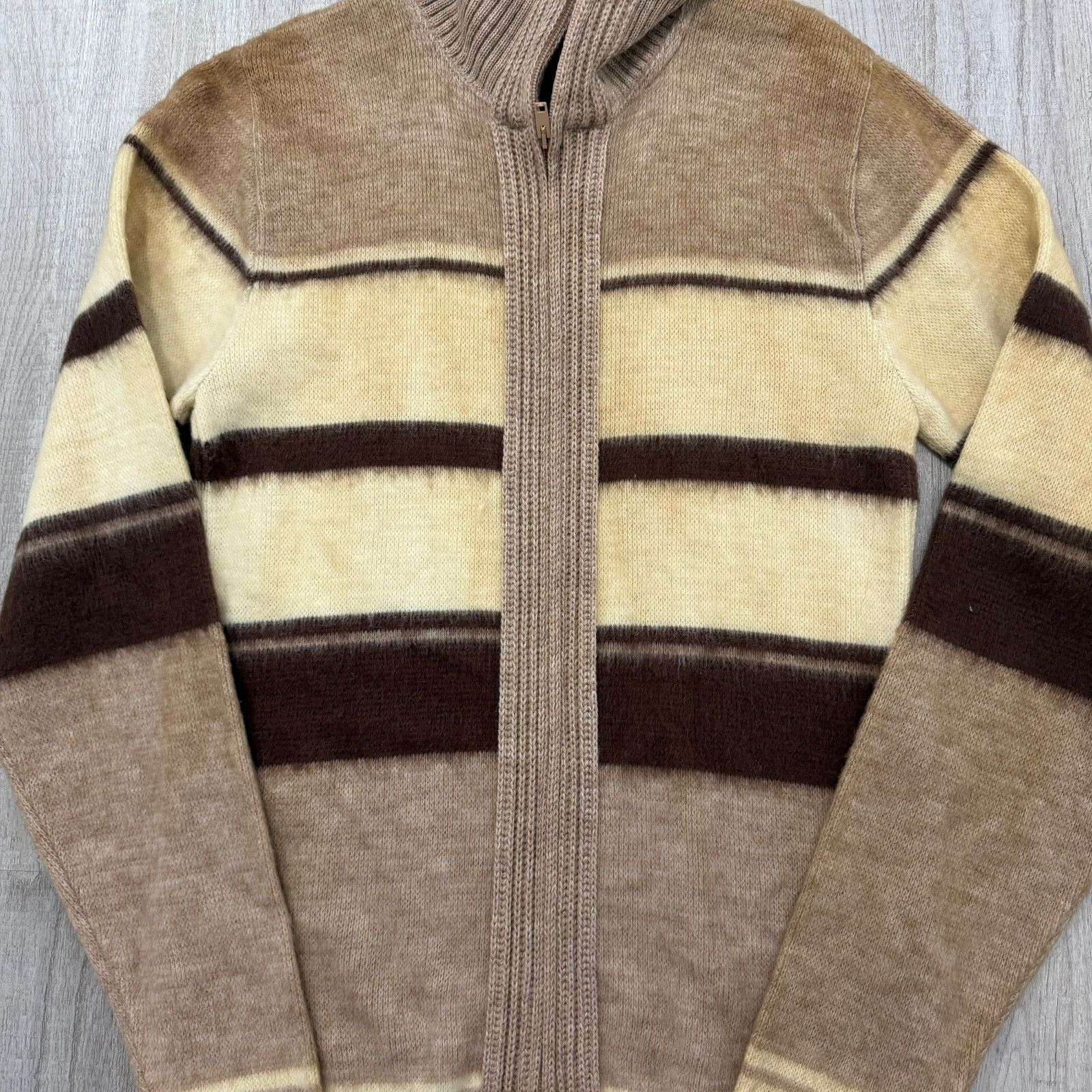 Vintage Vintage Sweater Emporium Full Zip Men's Small Brown Cream Size US S / EU 44-46 / 1 - 2 Thumbnail