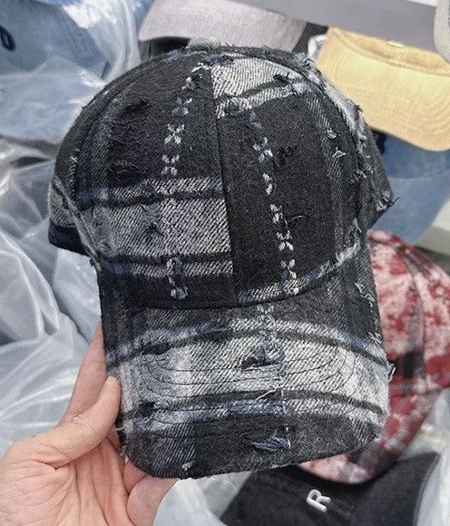 Japanese Brand Streetwear retro punk vintage distressed raw plaid check cap Size ONE SIZE - 3 Thumbnail