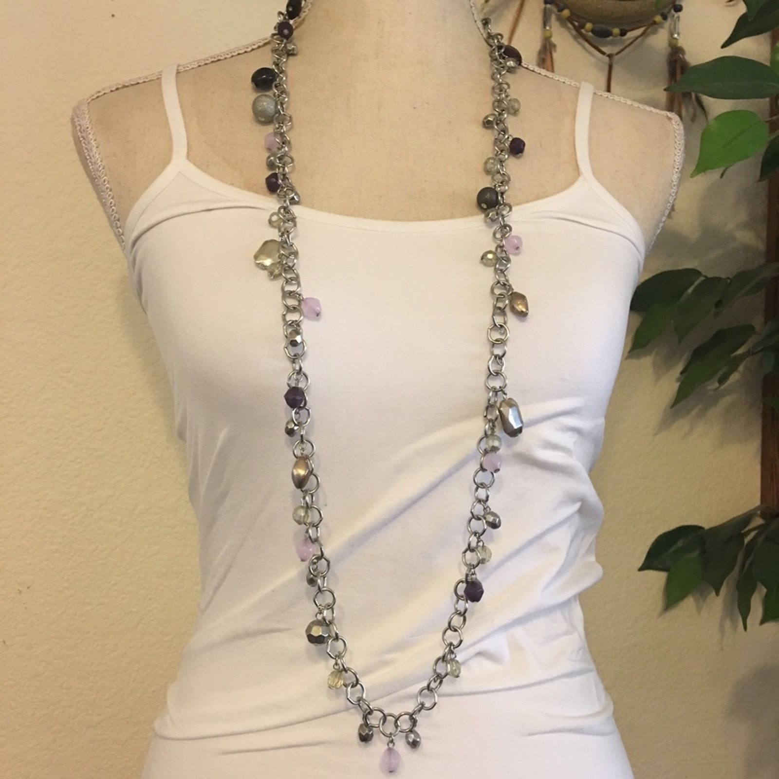 Vintage Vintage bead charm bauble chain long necklace Size ONE SIZE - 1 Thumbnail