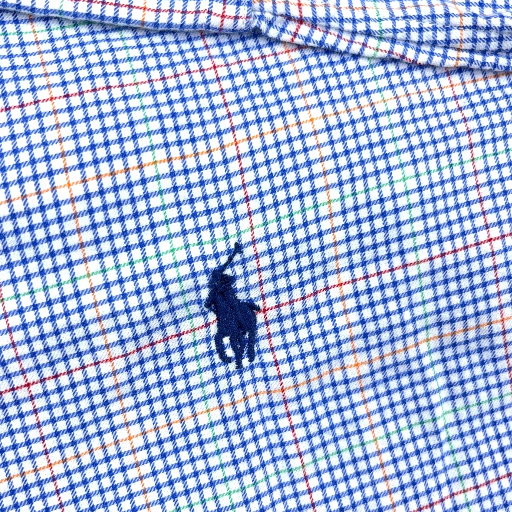 Polo Ralph Lauren Polo Ralph Lauren Shirt Men Large Blue Button Up Dress Glen Plaid Cotton Size 42R - 5 Thumbnail