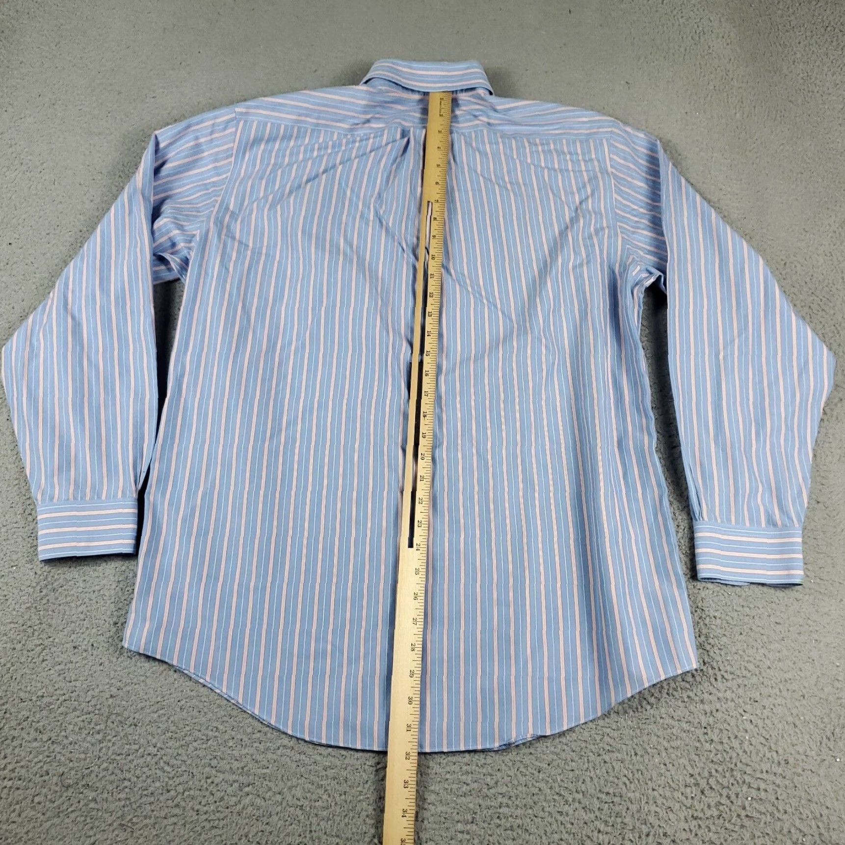 Brooks Brothers VINTAGE Style Brooks Brothers Shirt Men's 16 Blue Striped Dress Shirt Long Sleeve Button-Up Collar Shirt, Regular, Blue, Cotton, 16, Mens Size 42R - 3 Thumbnail