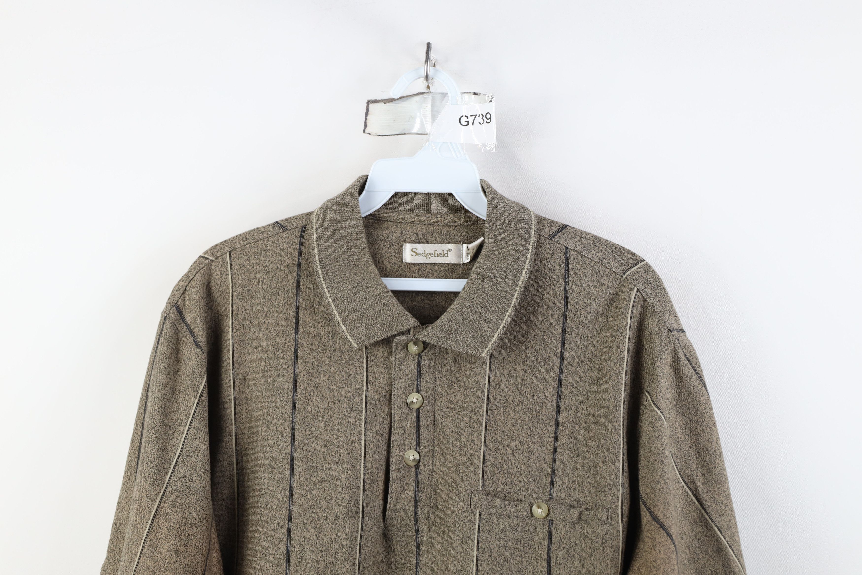 Vintage Vintage 90s Streetwear Striped Knit Pullover Polo Earth Tone Size US L / EU 52-54 / 3 - 2 Thumbnail