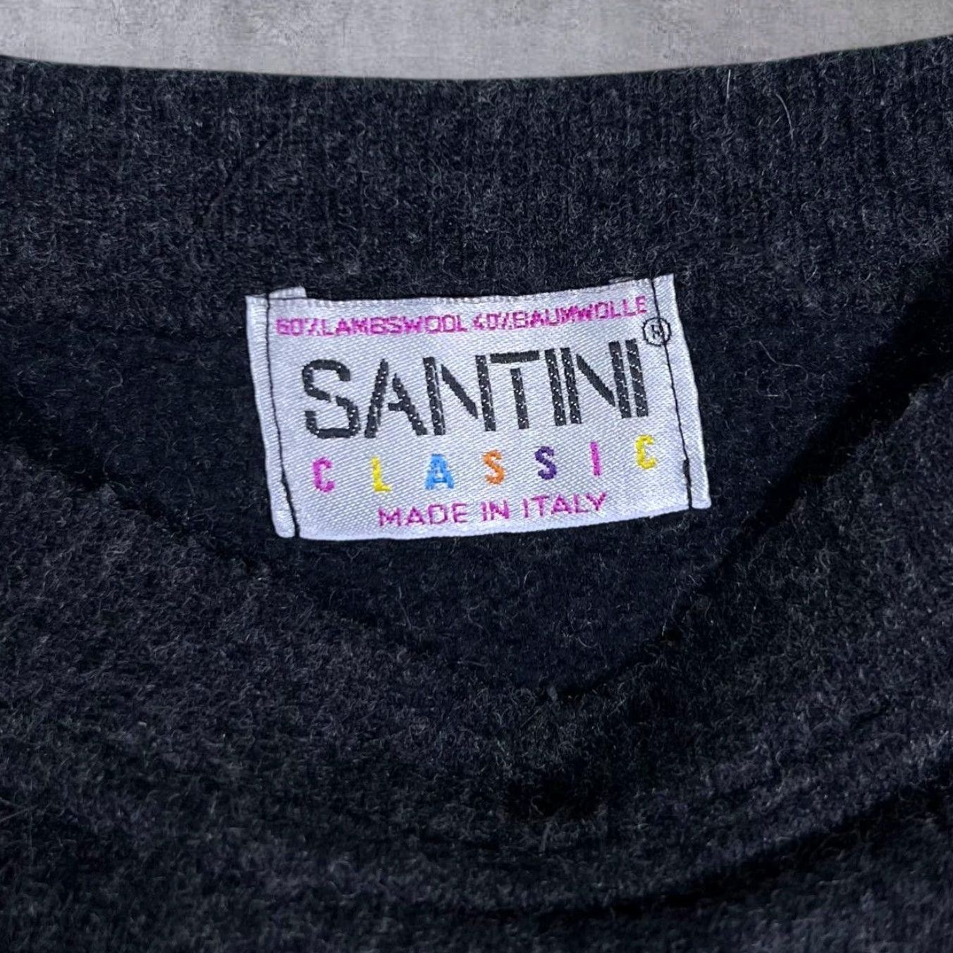 Vintage VINTAGE Santini Tempting Dog Embroidered Lambswool Blend Knit Jumper L Mens Grey 90s Pullover Size US L / EU 52-54 / 3 - 5 Thumbnail
