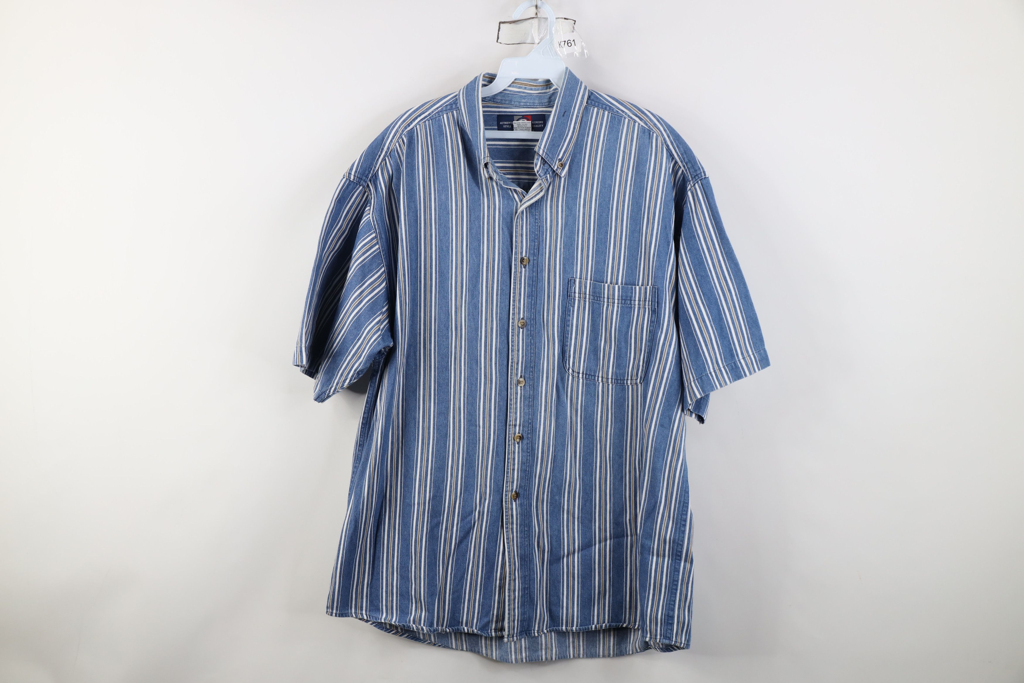 Vintage Vintage 90s Streetwear Denim Collared Button Down Shirt Size US XL / EU 56 / 4 - 1 Thumbnail