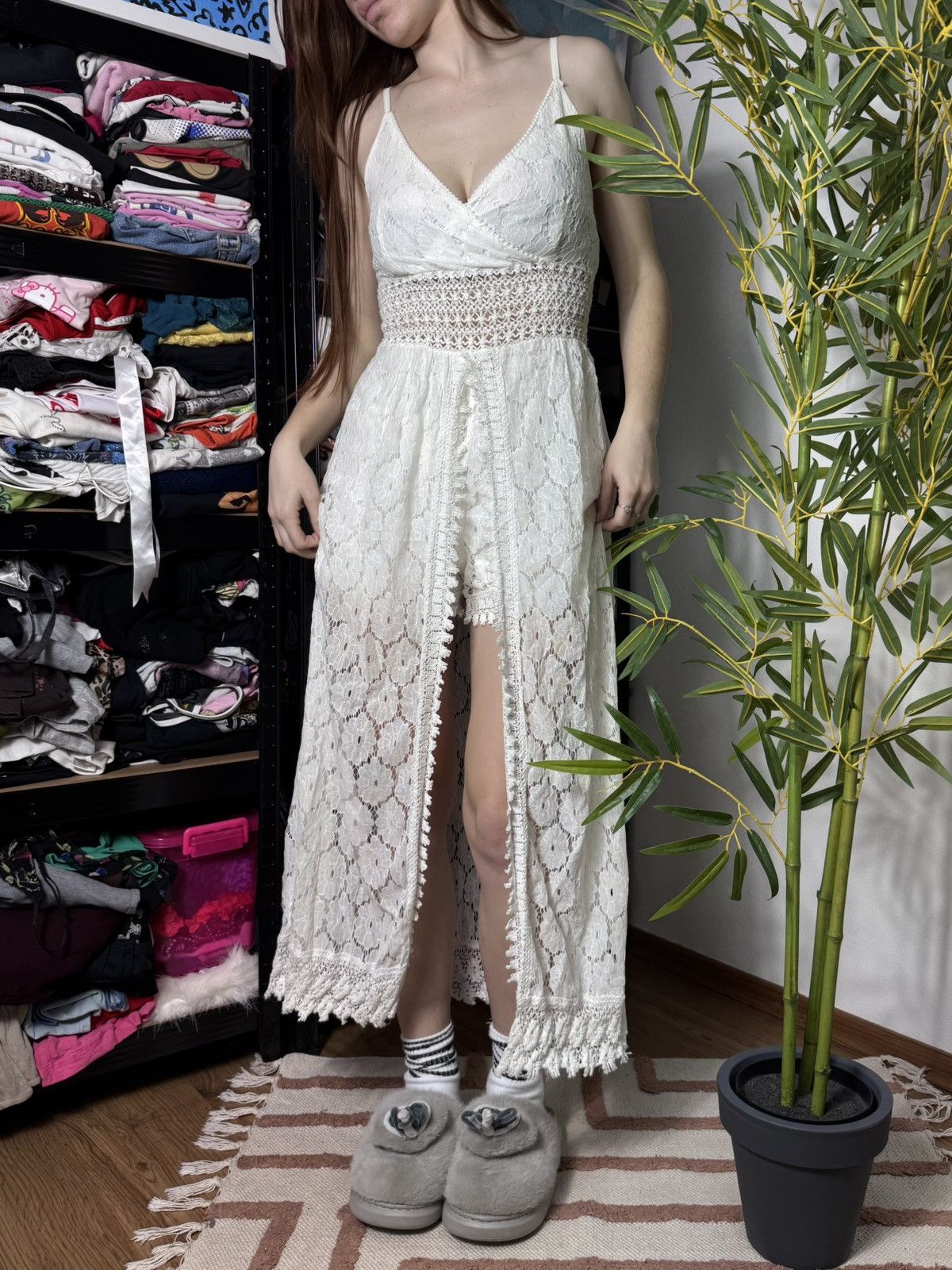 Japanese Brand JEAN PAUL GAULTIER STYLE LACE RUCHES MESH DRESS Size S / US 4 / IT 40 - 2 Thumbnail
