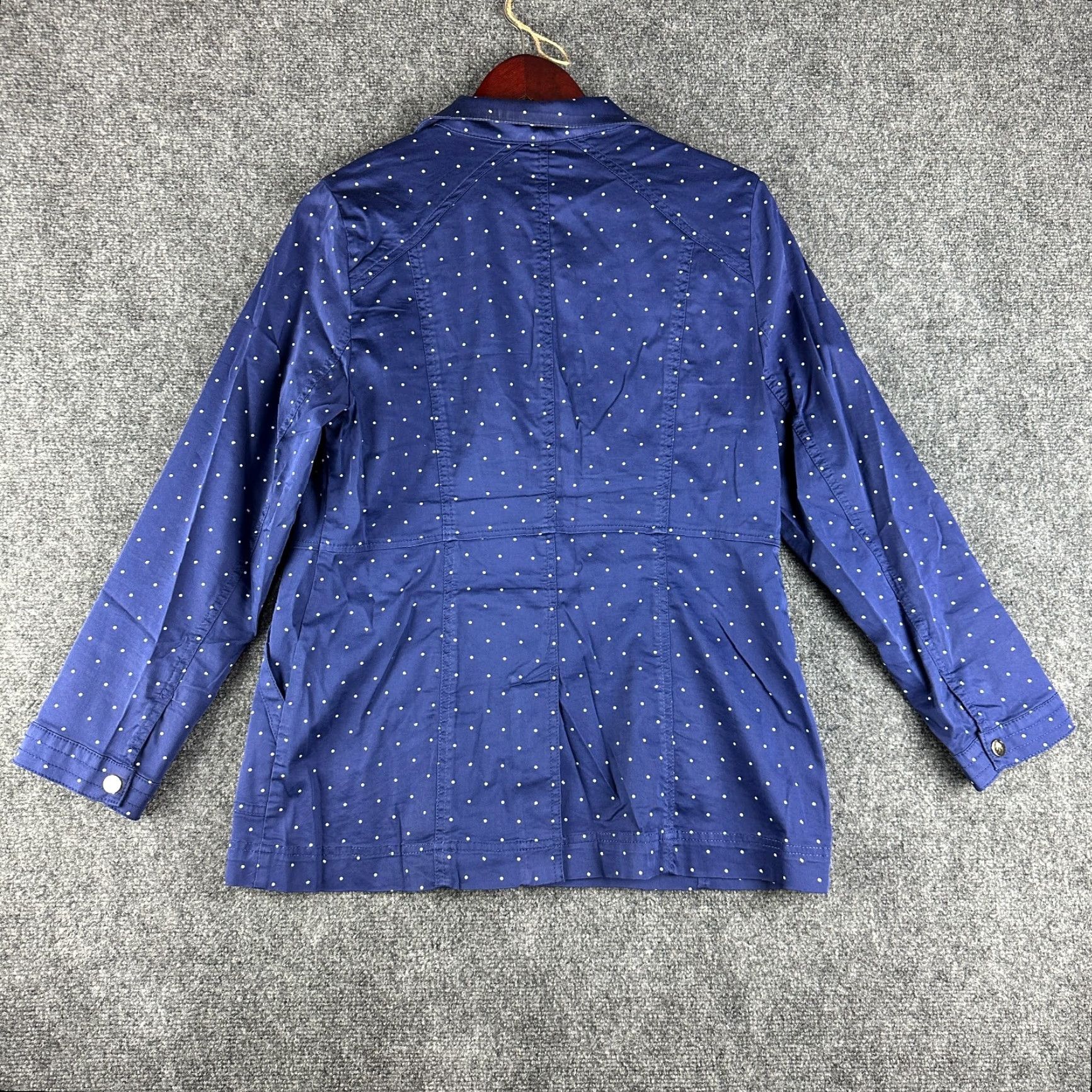 Vintage Chicos Jacket Womens 8 Snap Front Blue Polka Dot Stretch Pockets Shirt Womens Jacket Outfit Size M / US 6-8 / IT 42-44 - 7 Thumbnail
