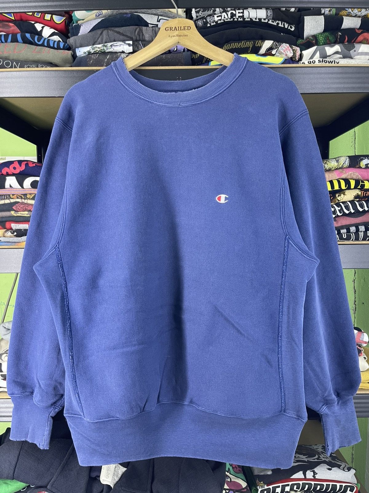 Champion Vintage Champion Reverse Weave Small Logo Blue Sweatshirt Size US L / EU 52-54 / 3 - 1 Thumbnail