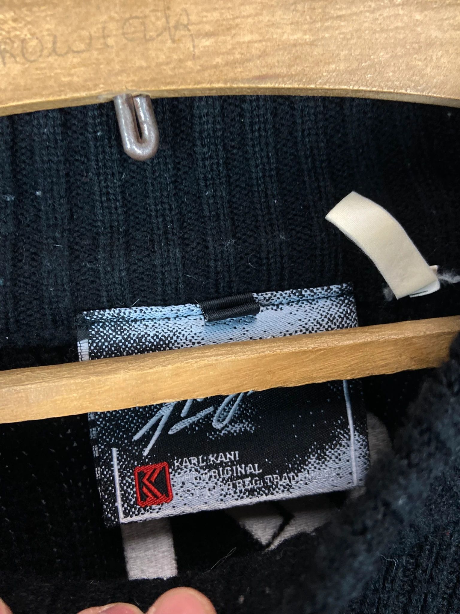 Karl Kani Karl Kani Vintage Knit Sweater Black Grey Y2K 90s Logo Size US L / EU 52-54 / 3 - 3 Thumbnail