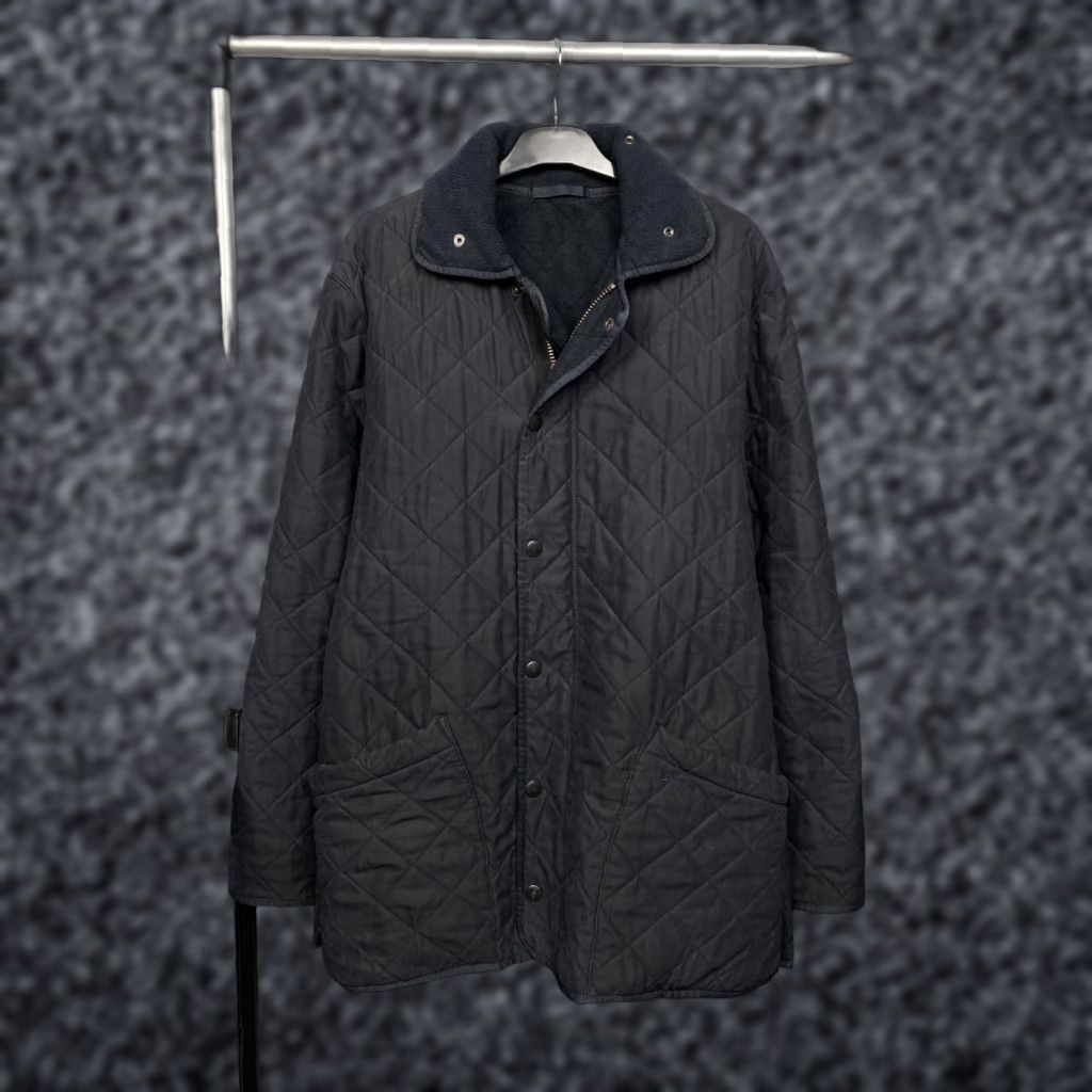 Barbour VINTAGE Barbour Mens Polarquilt Long Quilted Jacket L - Barbour Microfibre Polarquilt Blue Quilted Full Zip Mens Jacket Size US L / EU 52-54 / 3 - 1 Thumbnail