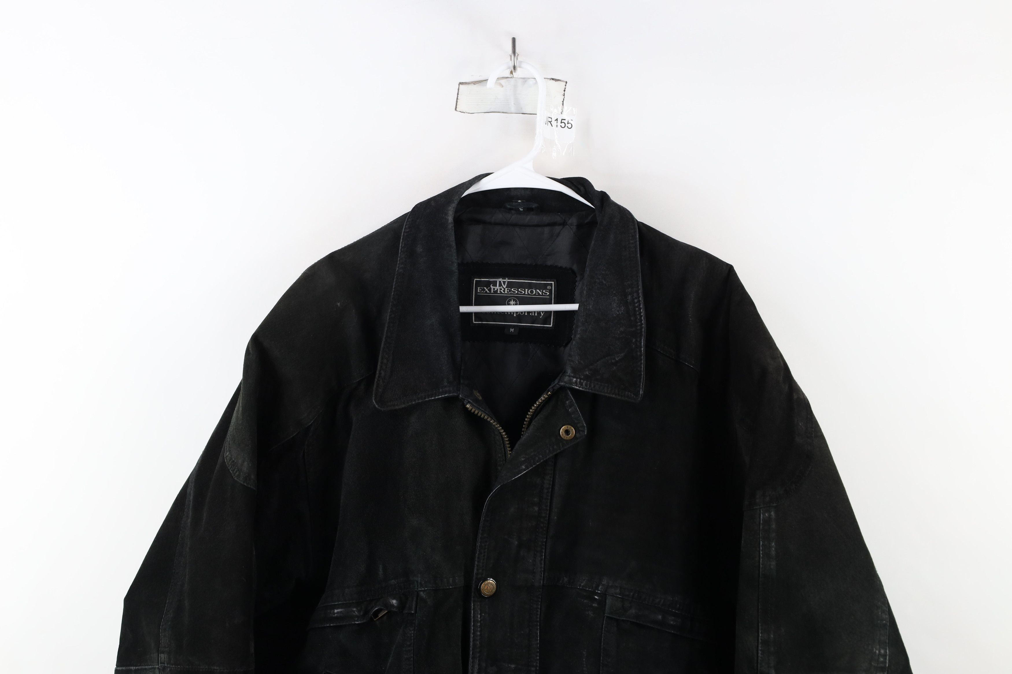 Vintage Vintage 90s Streetwear Suede Leather Bomber Jacket Black Size US M / EU 48-50 / 2 - 2 Thumbnail