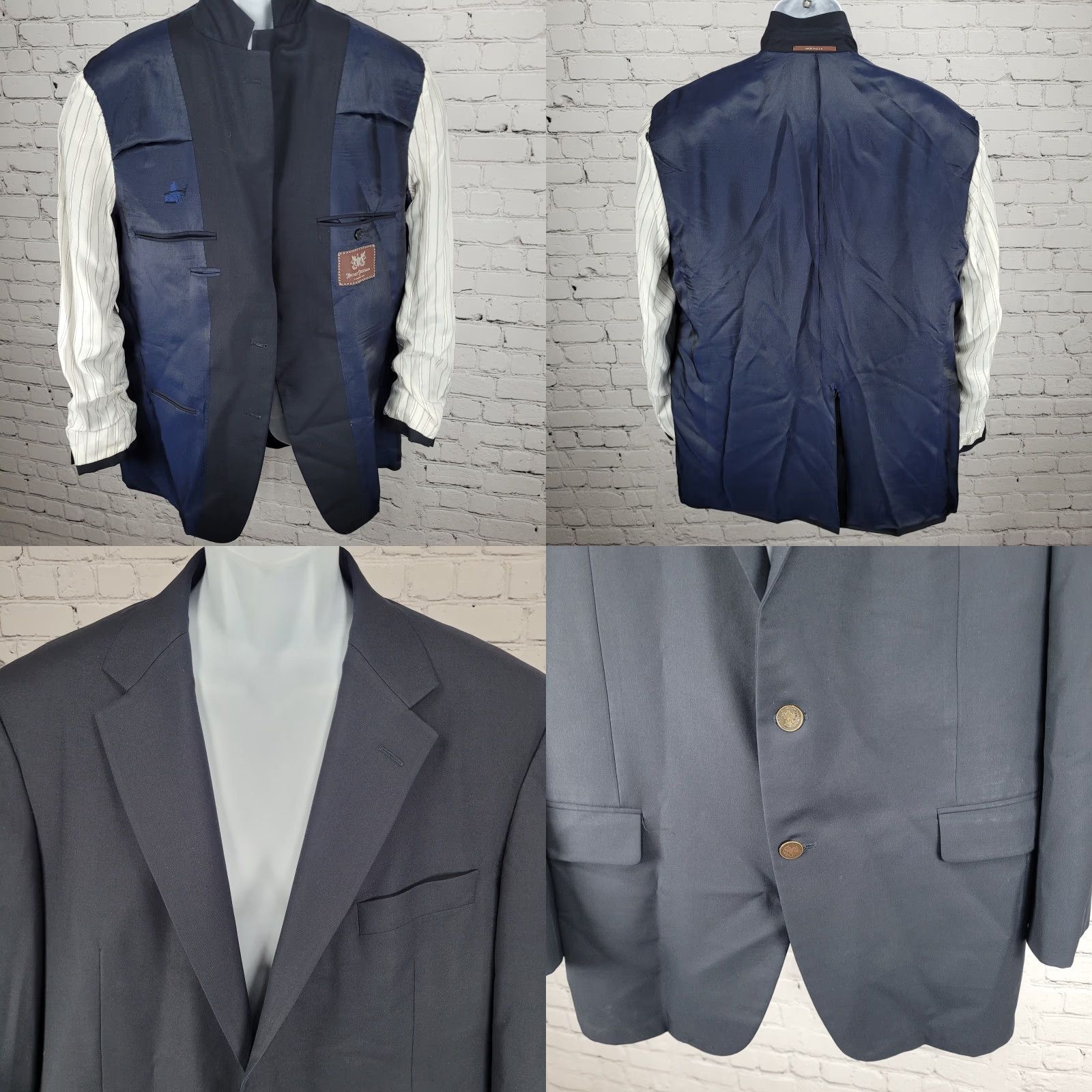 Vintage VINTAGE Hickey Freeman Navy 100% Wool Super 140's 2 Button Blazer Sport Coat USA 44R Size 44R - 8 Thumbnail