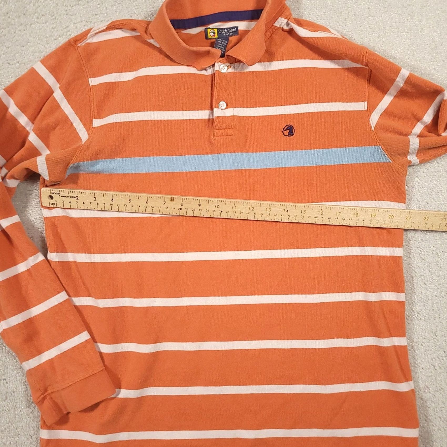 Vintage Duck Head Jeans Co. Polo Shirt Striped Long Sleeve Orange Mens Large Size US L / EU 52-54 / 3 - 3 Thumbnail