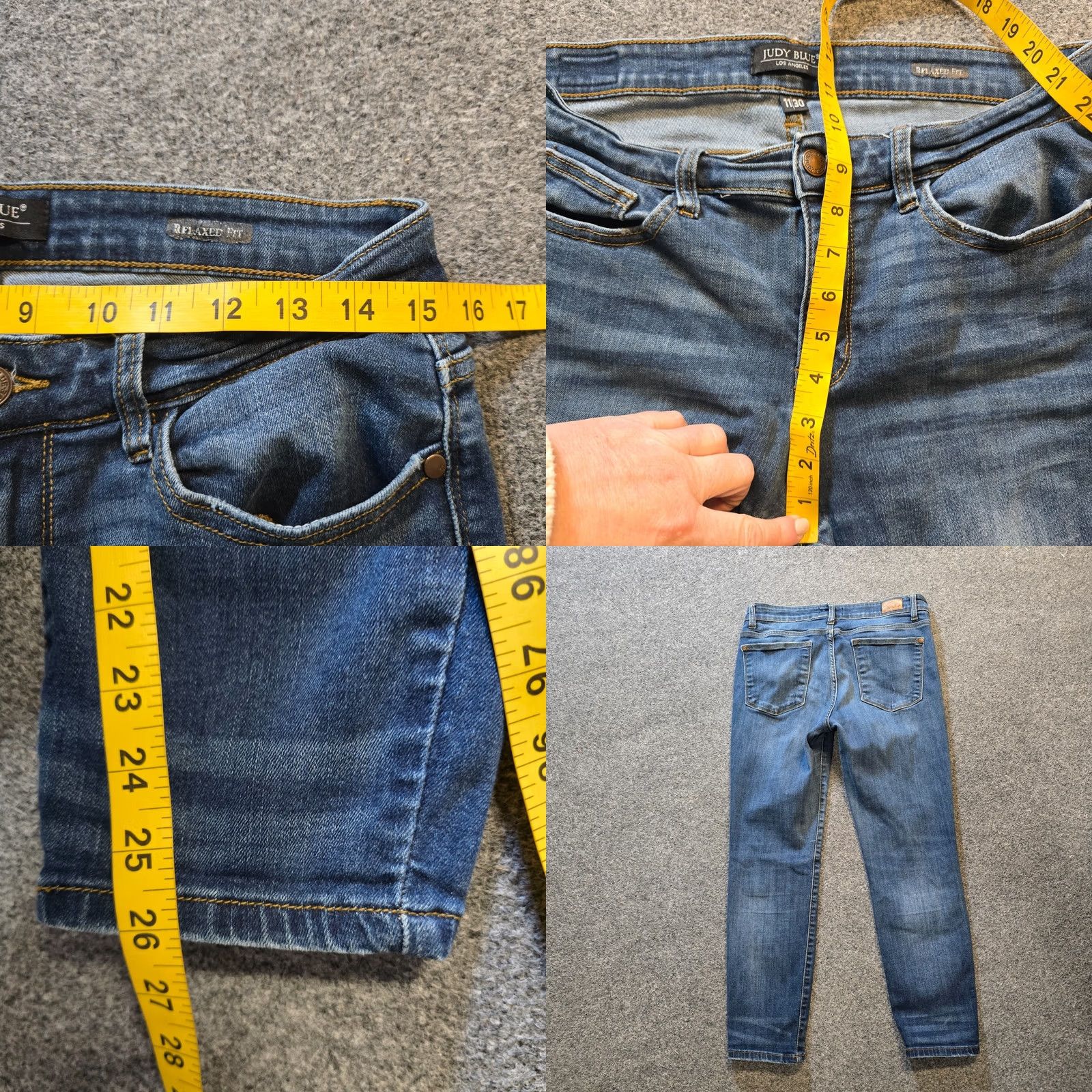 Denime Judy Blue Jeans Women Size 30 Blue Relaxed Crop Jeans 5-Pocket Denim Cotton Polyester Spandex Mid Rise Cropped Stretch Size 30" / US 8 / IT 44 - 8 Thumbnail