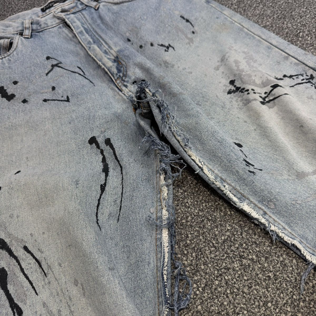 Hysteric Glamour Vintage 90s Japanese Crazy Distressed Splash Paint Denim Y2K Size US 29 - 9 Thumbnail