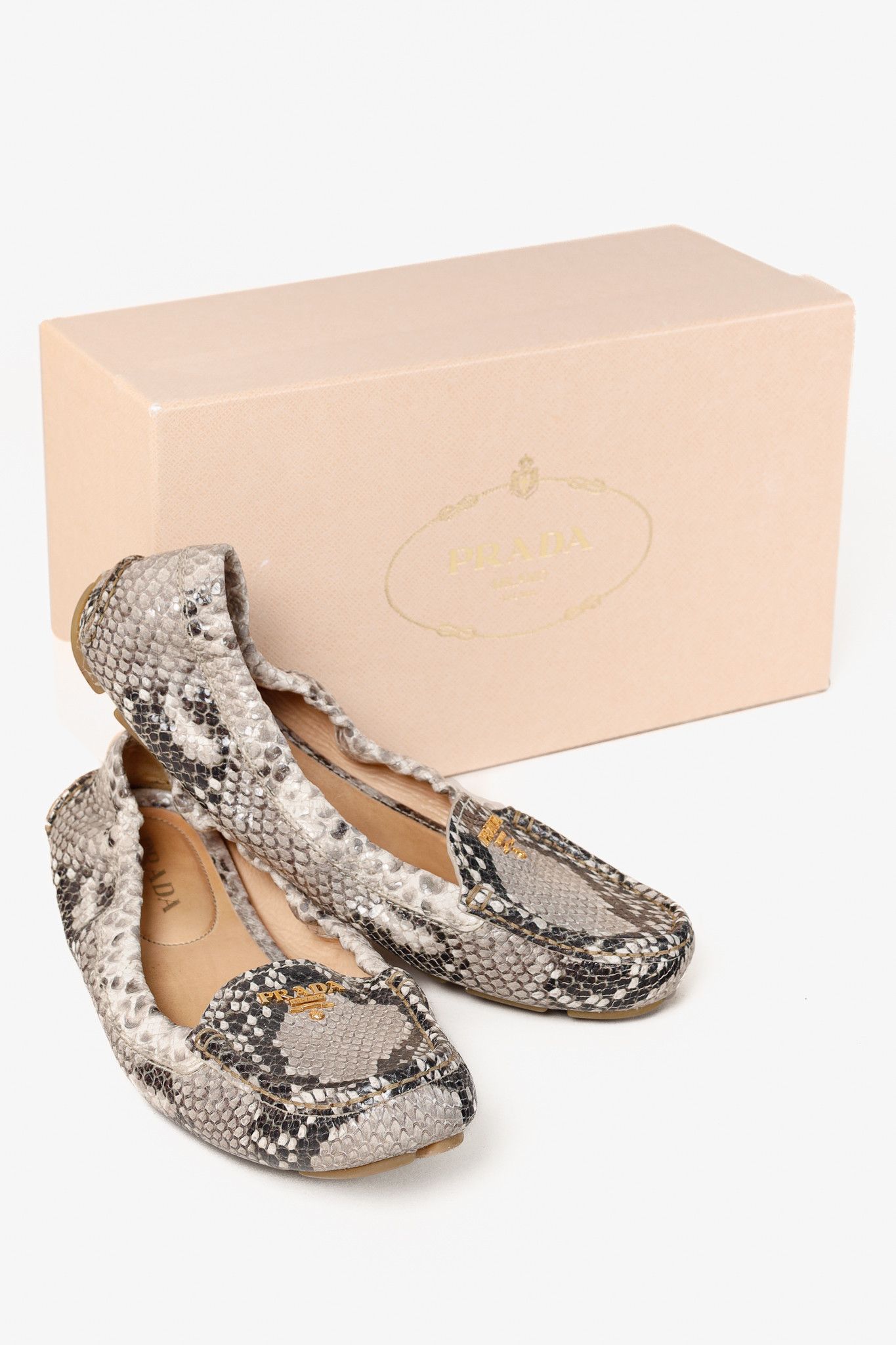 Prada Prada Reptile Embossed Driving-Style Leather Loafer Size US 9 / IT 39 - 12 Thumbnail