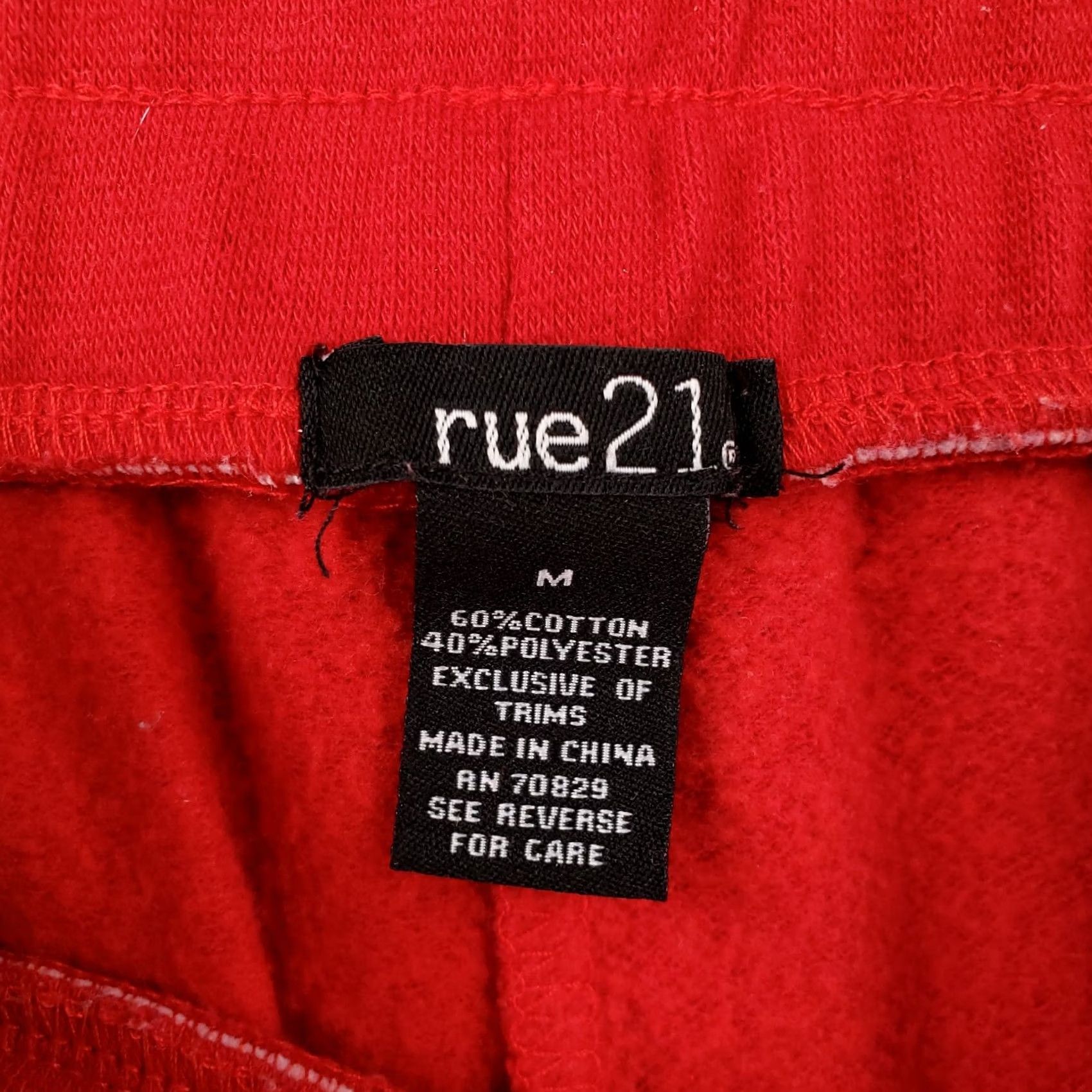 Vintage Rue21 Womens Jogger M Medium Red Sweatpants High Rise Blessed Side Tape Bottoms Size 32" / US 10 / IT 46 - 3 Thumbnail