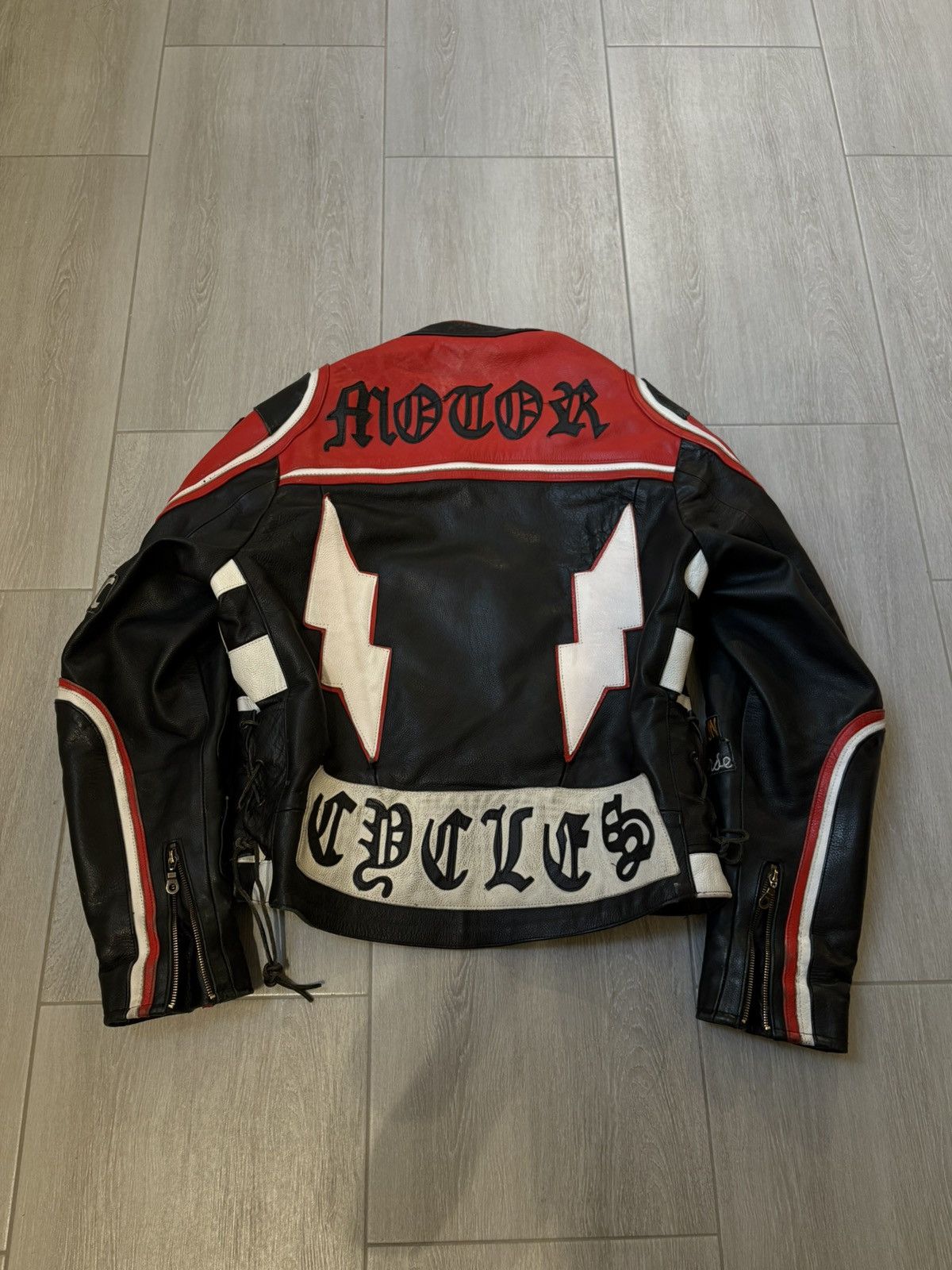 Vintage Vintage "Evolution" Heavyweight Leather Biker Jacket Size US L / EU 52-54 / 3 - 3 Thumbnail