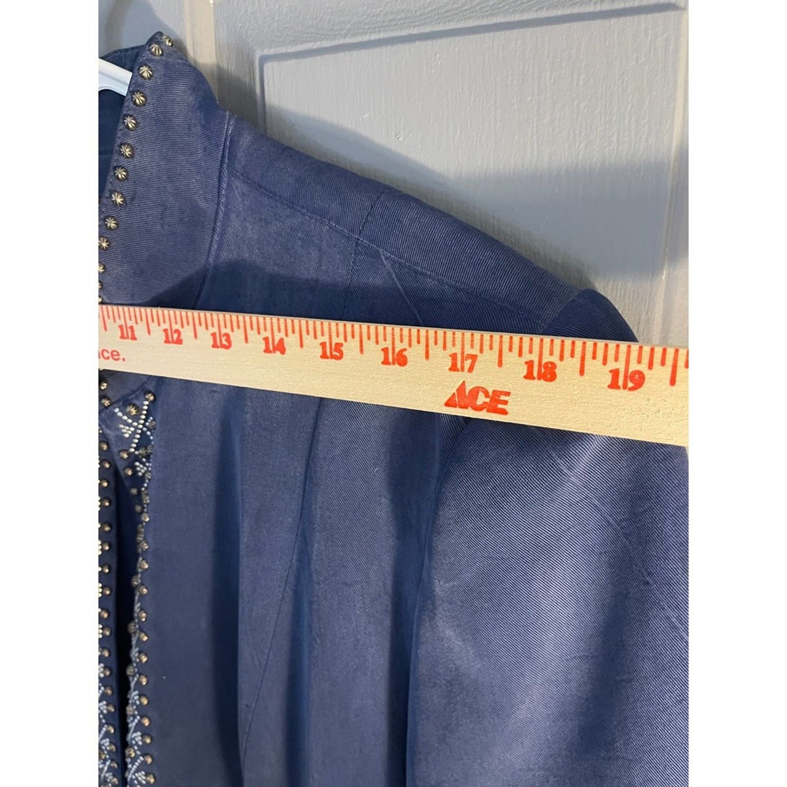 Double D Ranch Double D Ranch Blue Tencel Studded Western Jacket Sz Lg Size L / US 10 / IT 46 - 5 Thumbnail