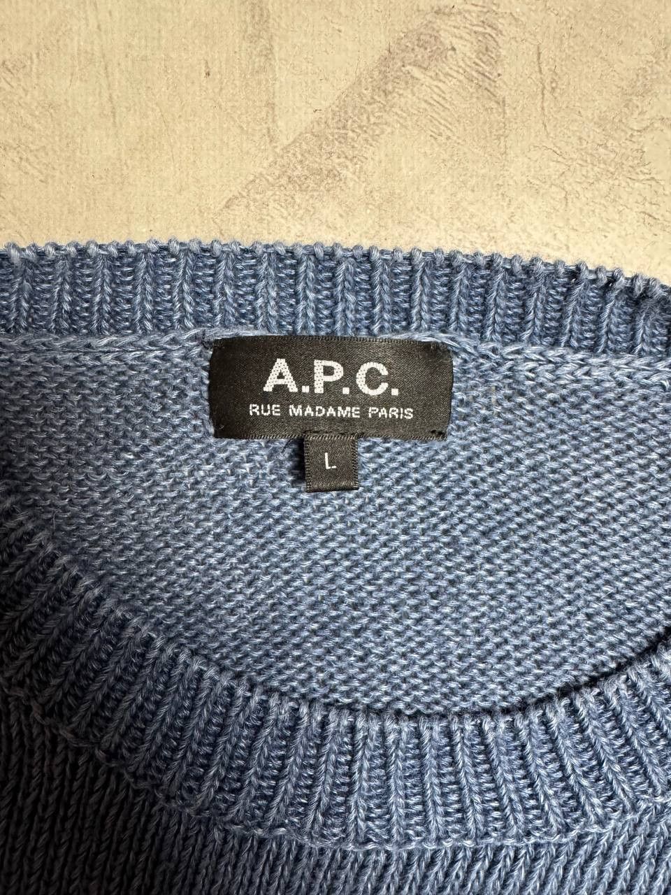 A.P.C. A.P.C. archive le monsieur linen washed blue knite sweater Size US L / EU 52-54 / 3 - 3 Thumbnail