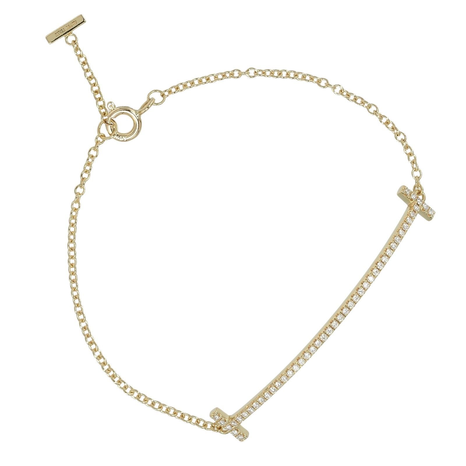 Tiffany & Co. Tiffany & Co. Tiffany T Smile Au750 Diamond Bracelet Leather Bracelet DUTY FREE for USA Size ONE SIZE - 1 Thumbnail