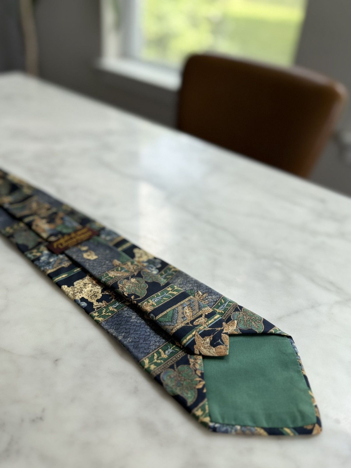 Other Vintage Italian Navy Floral Print Silk Tie Made in Italy Size ONE SIZE - 2 Thumbnail