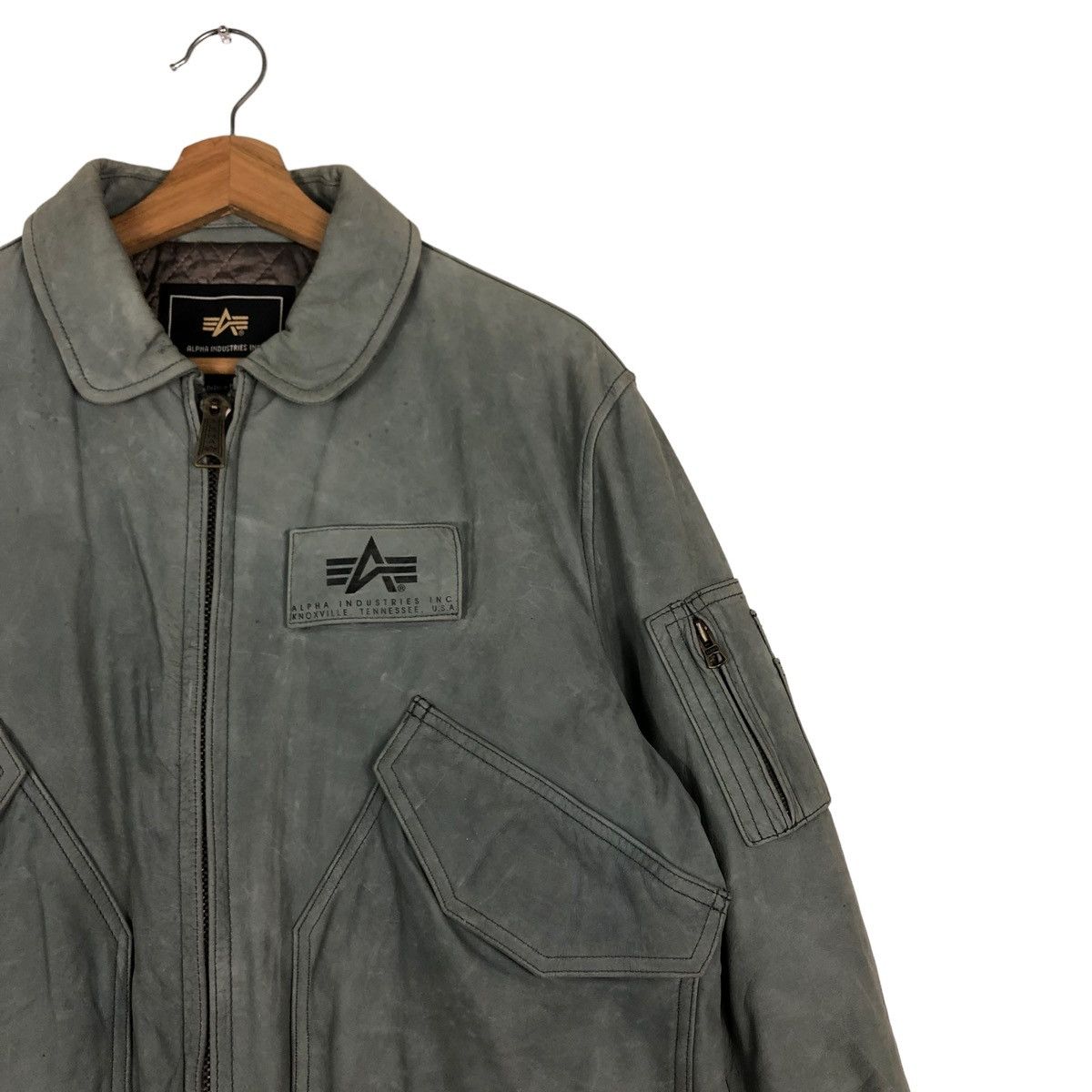 Alpha Industries 🔥VINTAGE GENUINE LEATHER COWHIDE BOMBER JACKET FLY USA Size US M / EU 48-50 / 2 - 6 Thumbnail