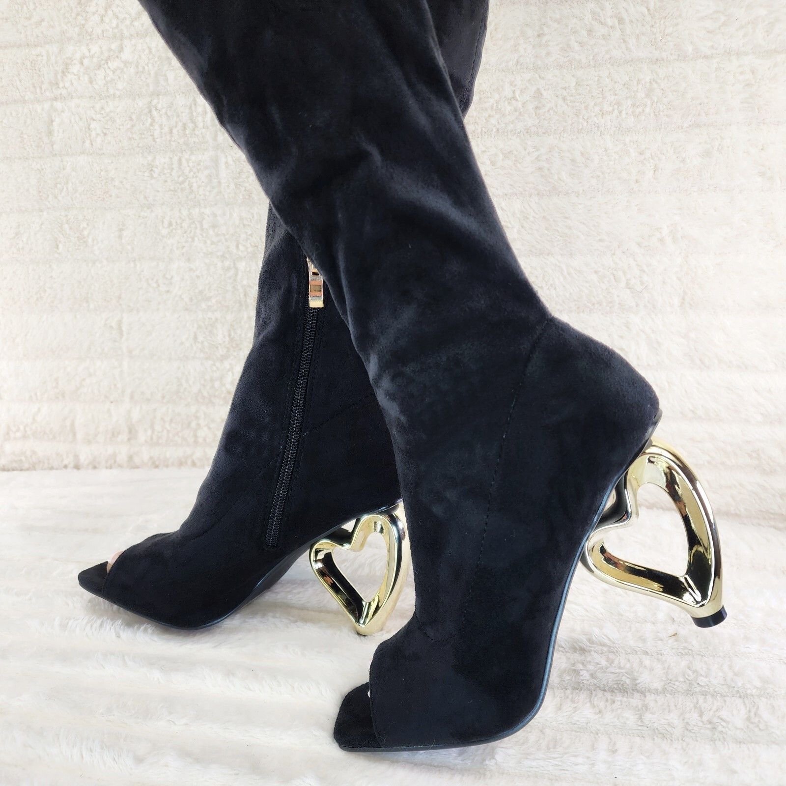 Other Zen Love Colorful Black Stretch FX Suede Over The Knee Boots Size US 7 / IT 37 - 2 Thumbnail
