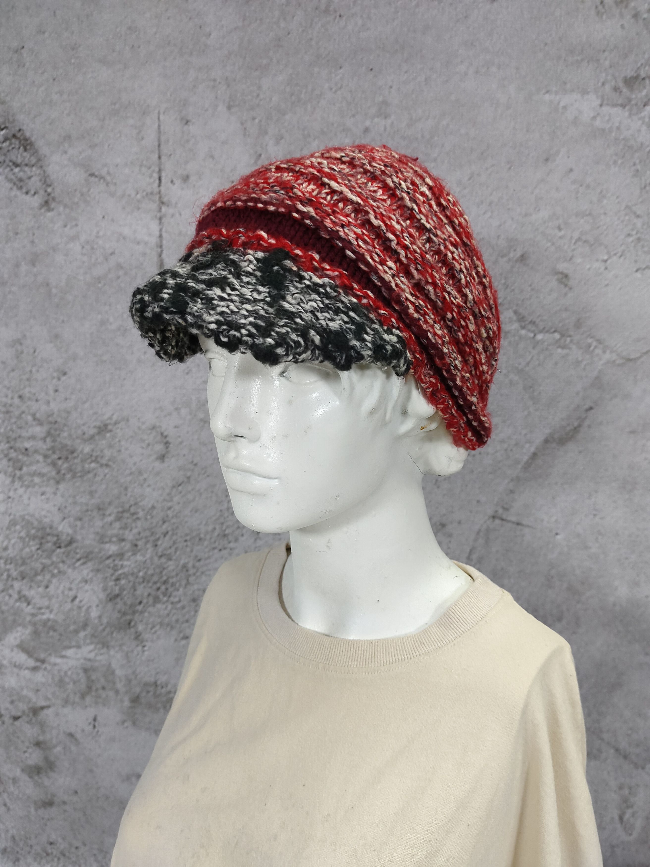Japanese Brand 2000s Grace Hats🇯🇵 Yarn Speckled Pattern Hand Knit Beanie Size ONE SIZE - 2 Thumbnail