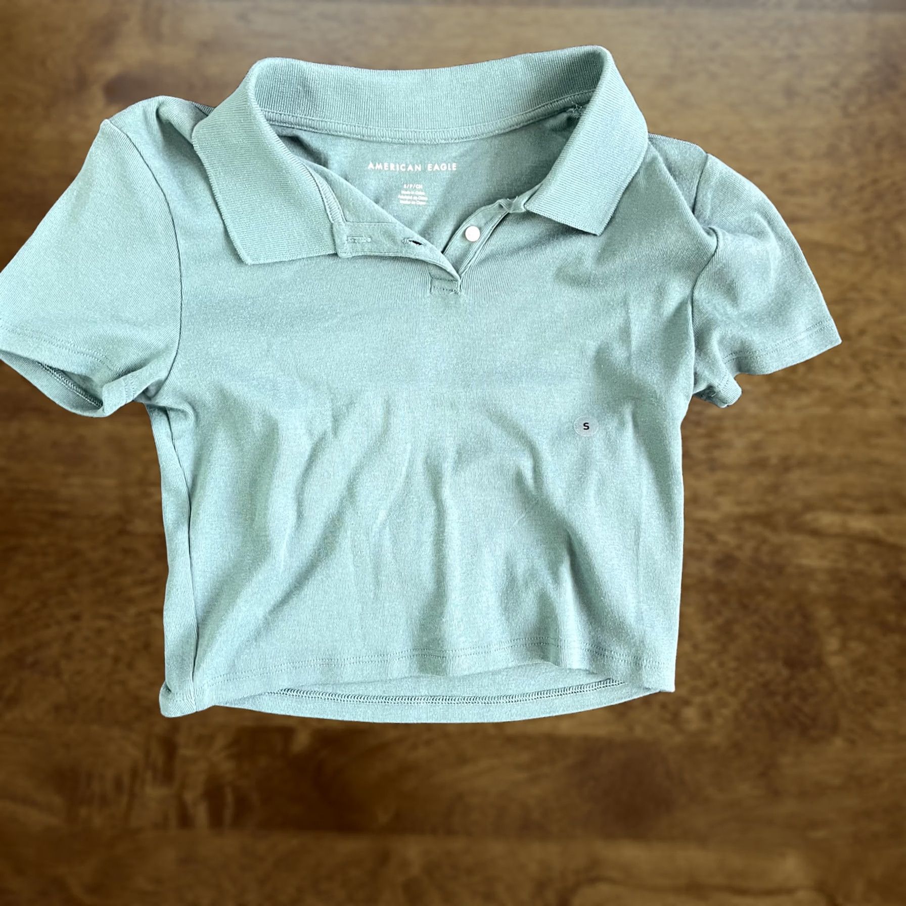 Vintage VINTAGE? No. American Eagle Polo Shirt Womens Small Green Cropped Short Sleeve Collared Top Size S / US 4 / IT 40 - 1 Thumbnail