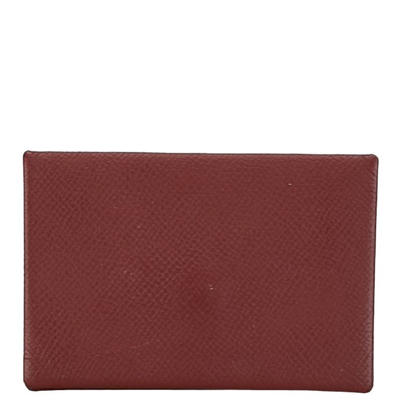 Hermes Hermes Hermes Calvi Card Case Coin Case Rouge Ash Wine Red Leather Card Case in Great Condition Size ONE SIZE - 1 Thumbnail