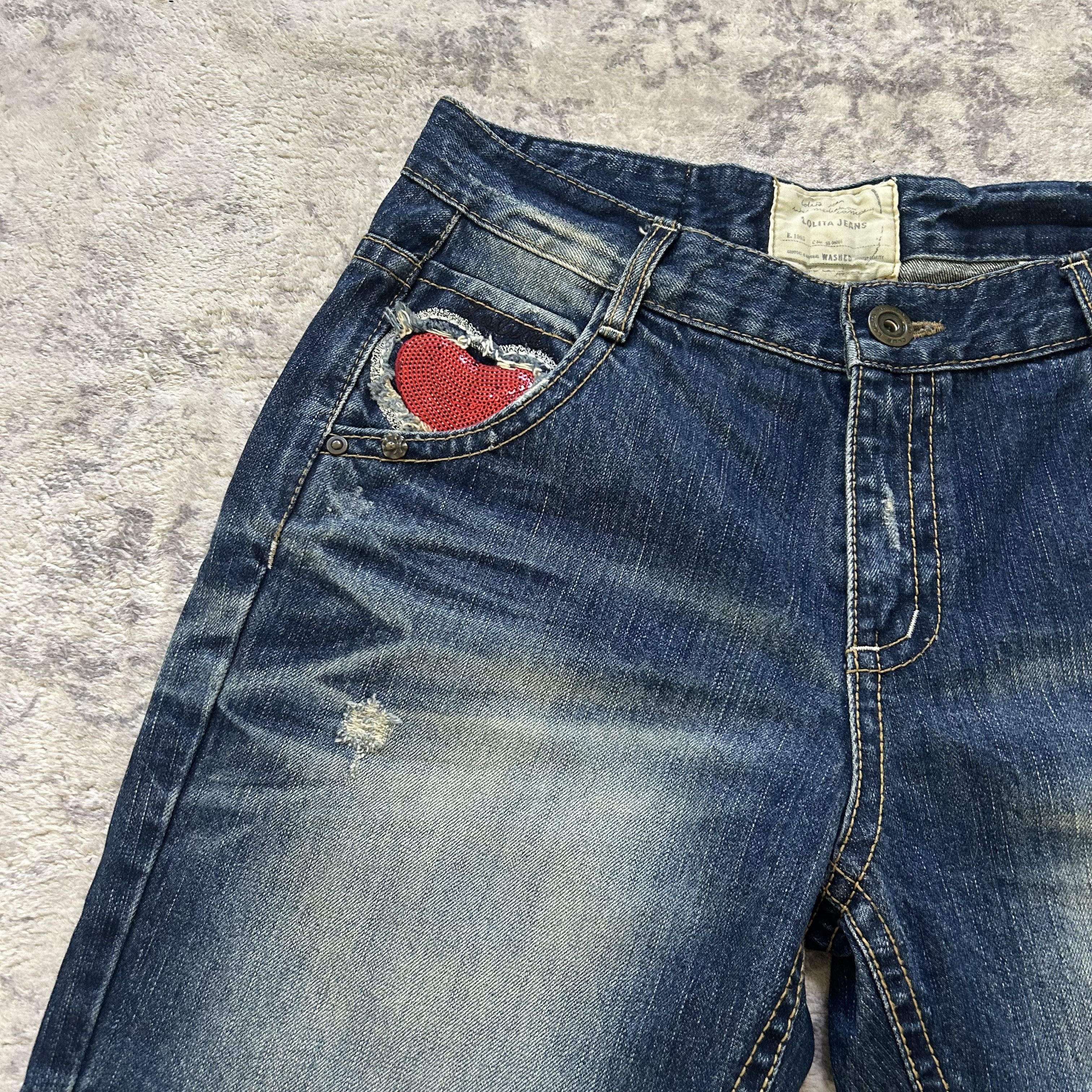 Japanese Brand Lolita Heart Jean Shorts Size 28" / US 6 / IT 42 - 2 Thumbnail