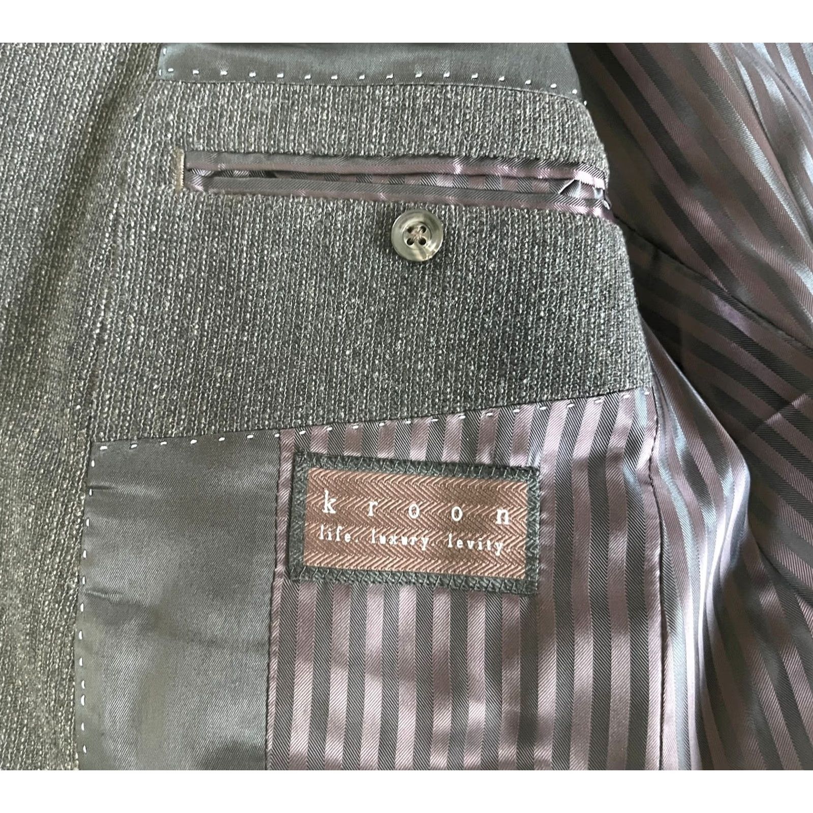 Vintage Men's Kroon Luxury Blazer Jacket Wool Cashmere Blend Elbow Patches Sz 40 R Size 40R - 7 Thumbnail