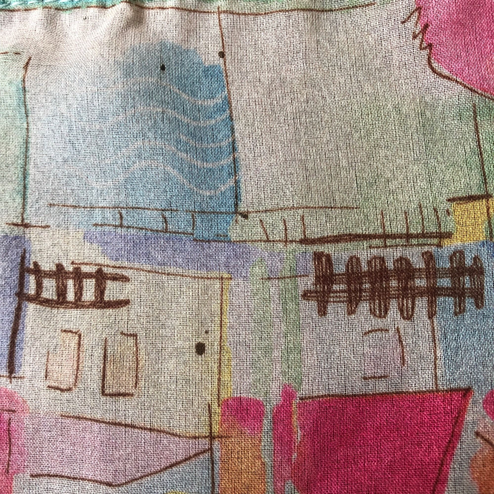Vintage Vintage Basha Pastel Abstract Scenic Print Polyester Scarf Size ONE SIZE - 5 Thumbnail