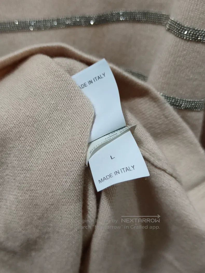 Brunello Cucinelli Brunello Cucinelli Cashmere sequin sweater short-sleeve T- Size L / US 10 / IT 46 - 7 Thumbnail