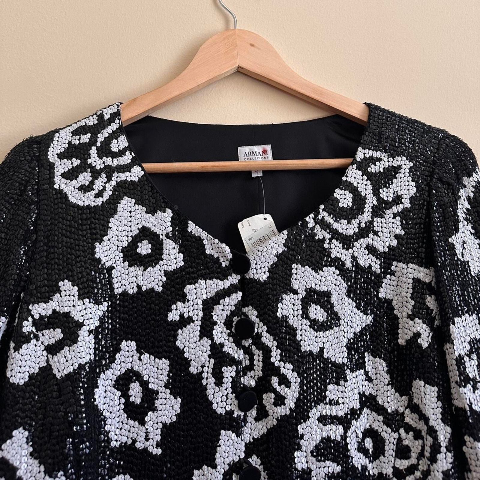 Armani × Vintage Vintage Armani Collezioni Sequin Jacket Size 10 Size L / US 10 / IT 46 - 2 Thumbnail