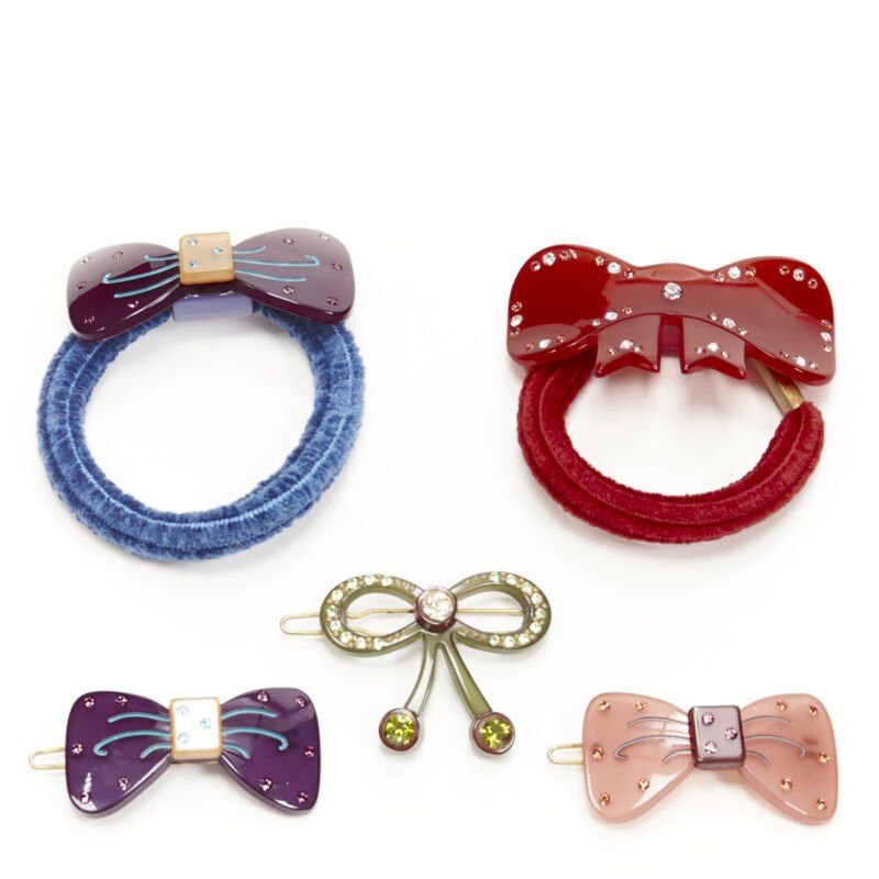 Other CHIC & MODE Alexandre Zouari LOT OF 5 crystal acrylic bow ribbon hair tie clip Size ONE SIZE - 1 Thumbnail