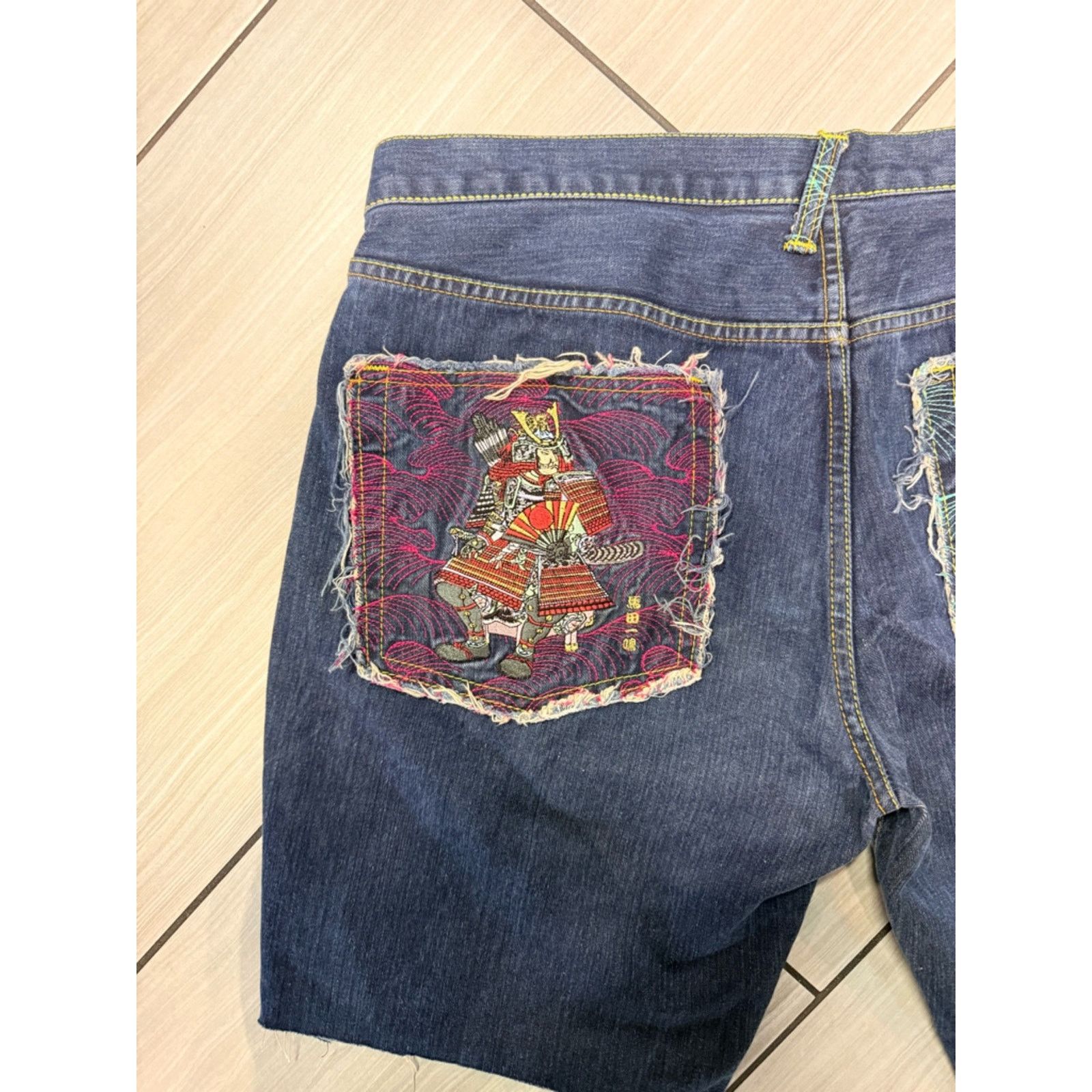 RMC Jeans RMC Red Monkey Company Embroidered Samurai Denim Shorts Size US 40 / EU 56 - 5 Thumbnail