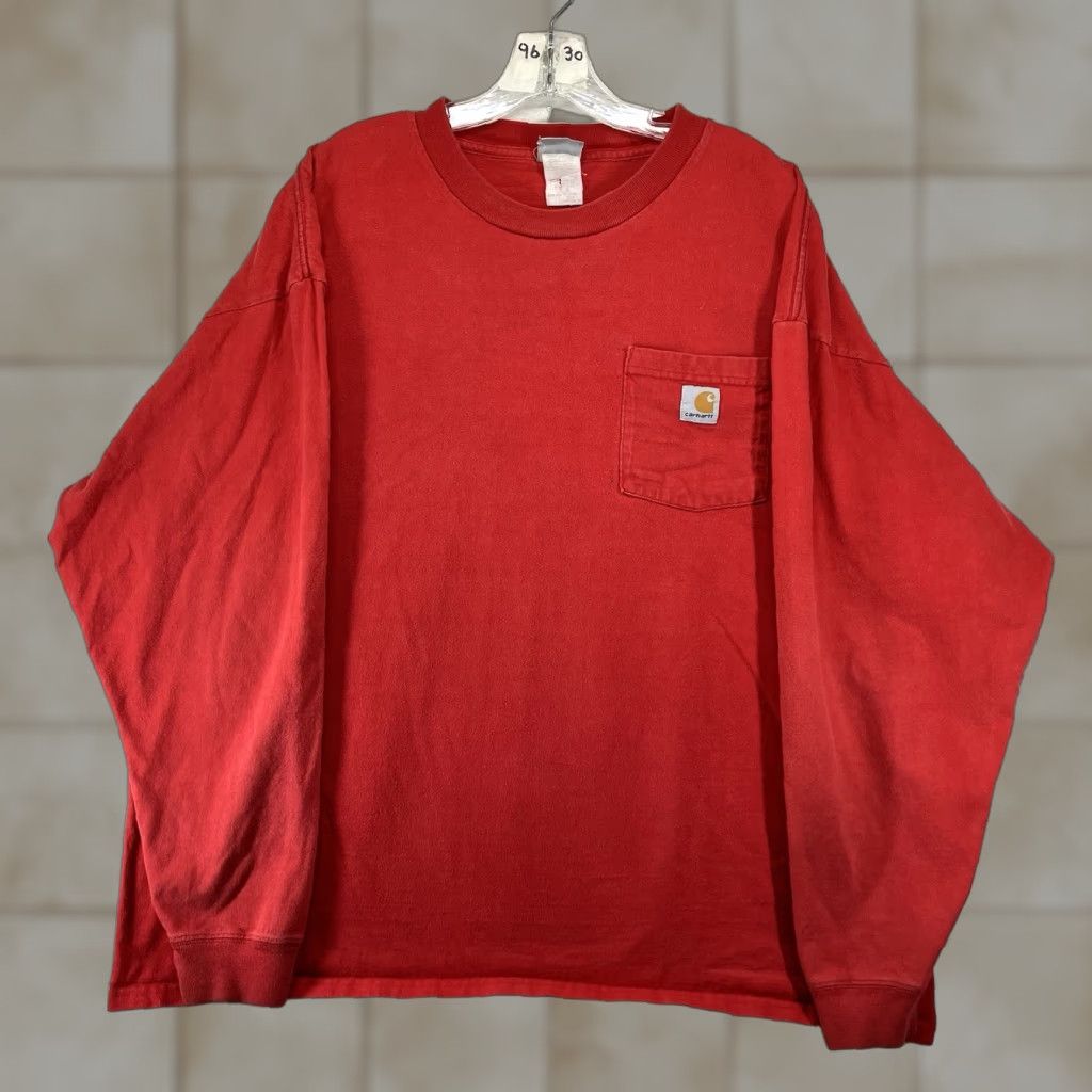Carhartt VINTAGE Carhartt Long Sleeve T-Shirt XL Workwear Red Pocket Crew Neck Men | 2000s Grunge Outdoor Classic C Size US XL / EU 56 / 4 - 1 Thumbnail